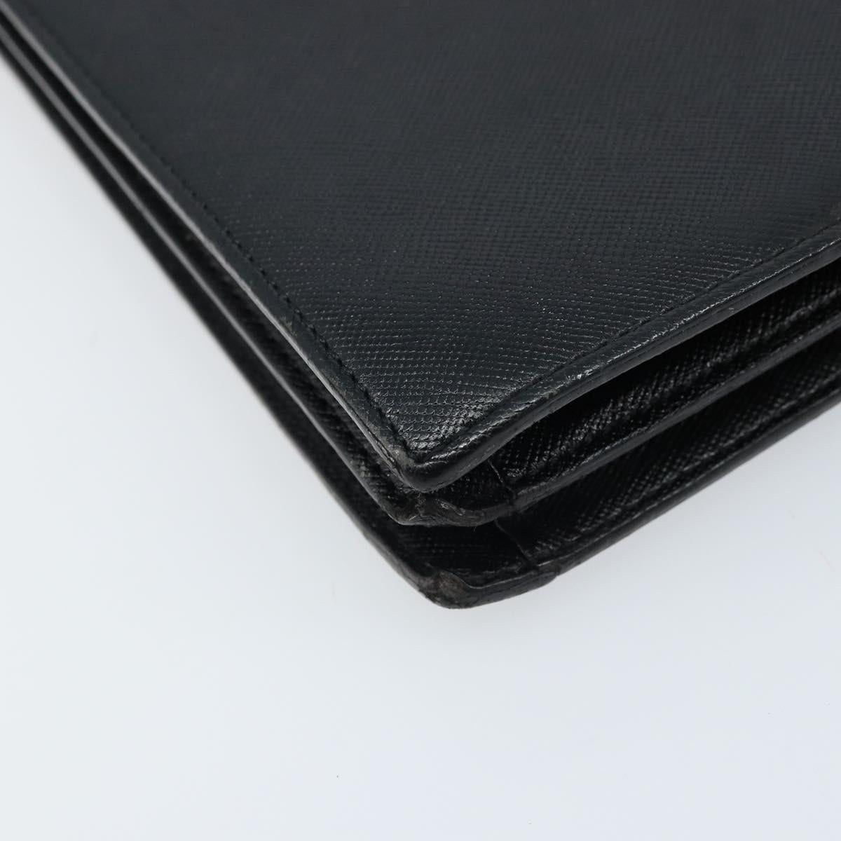 SAINT LAURENT Hand Bag Leather Black Auth 166862