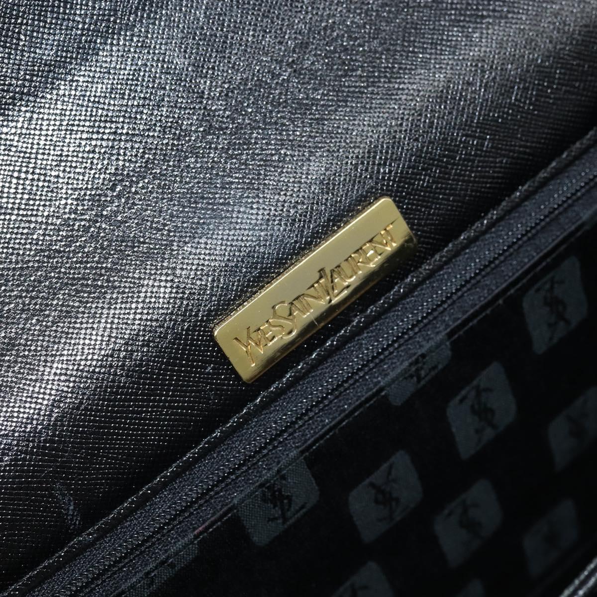 SAINT LAURENT Hand Bag Leather Black Auth 166862