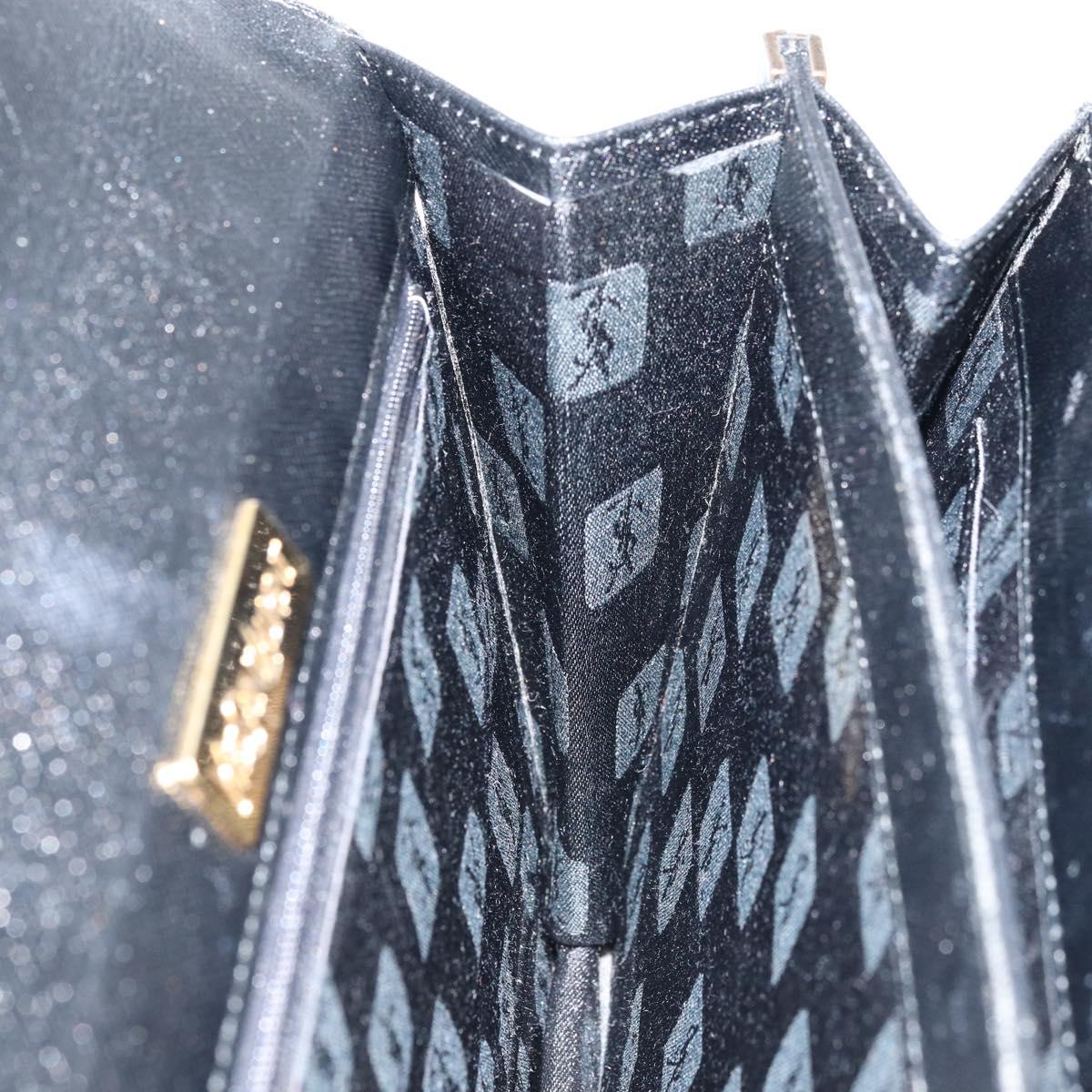 SAINT LAURENT Hand Bag Leather Black Auth 166862