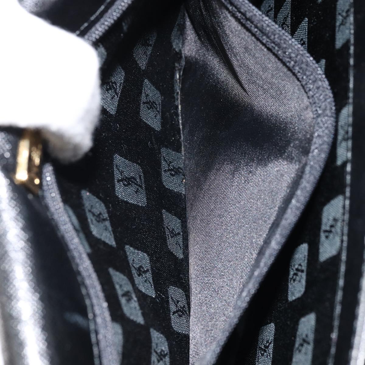 SAINT LAURENT Hand Bag Leather Black Auth 166862