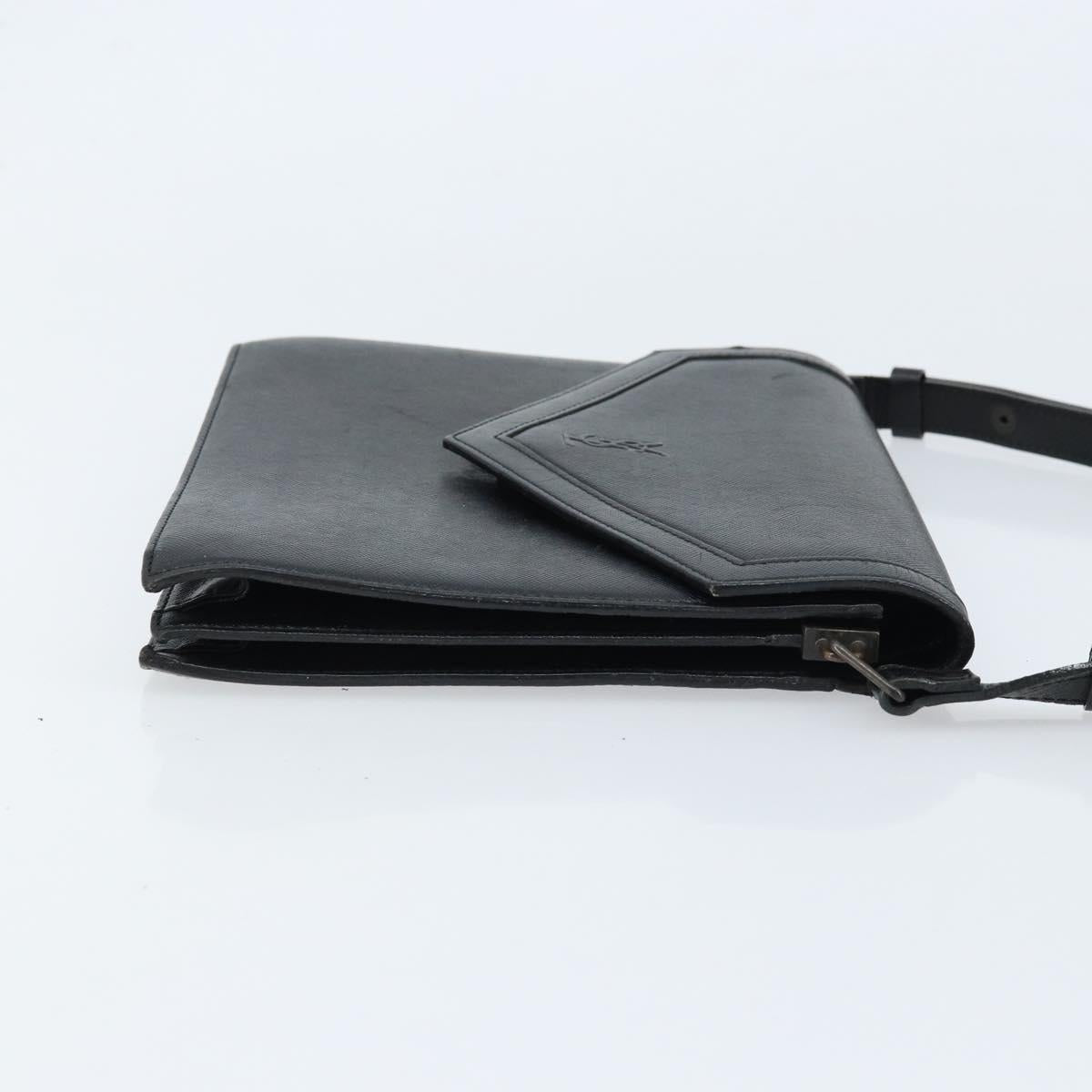 SAINT LAURENT Hand Bag Leather Black Auth 166862