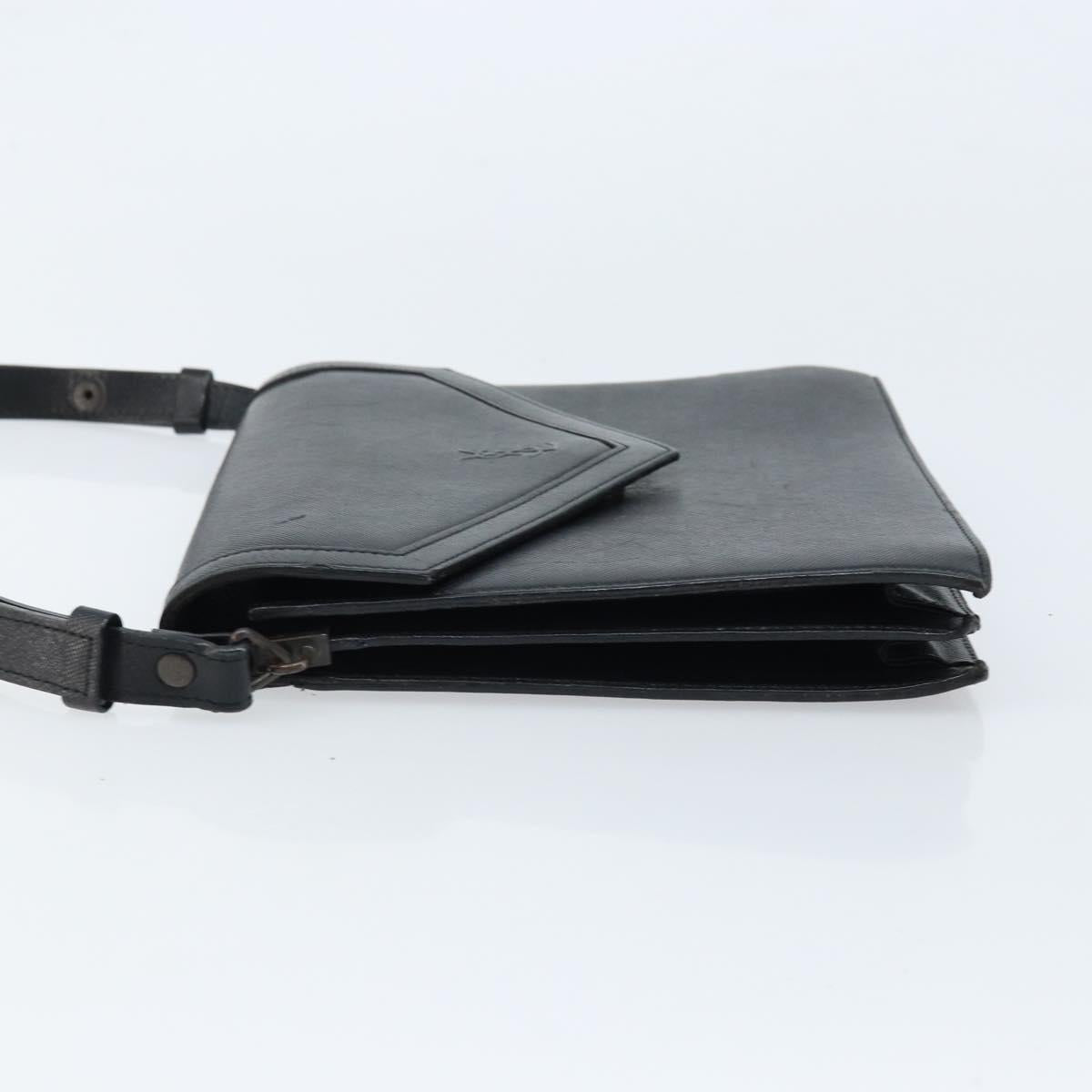 SAINT LAURENT Hand Bag Leather Black Auth 166862
