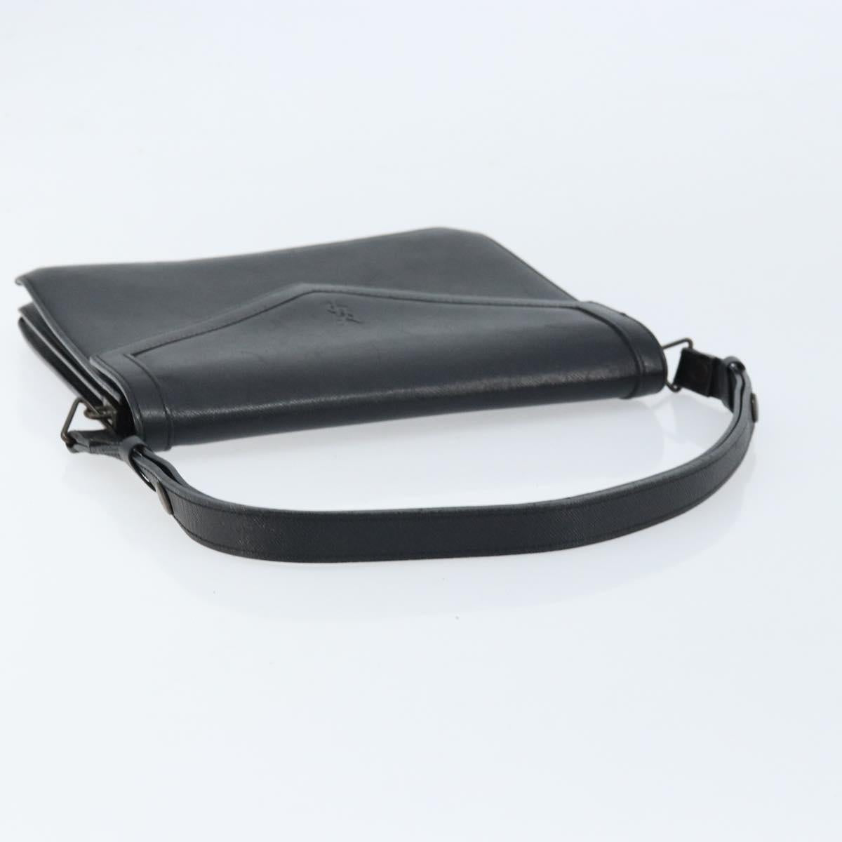 SAINT LAURENT Hand Bag Leather Black Auth 166862