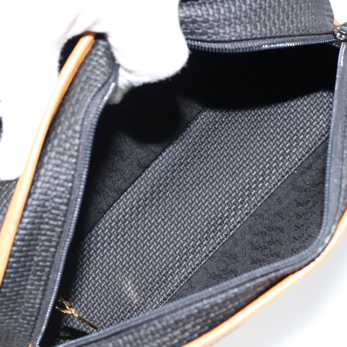 SAINT LAURENT Hand Bag Leather Black Gold Brown Auth 166879A