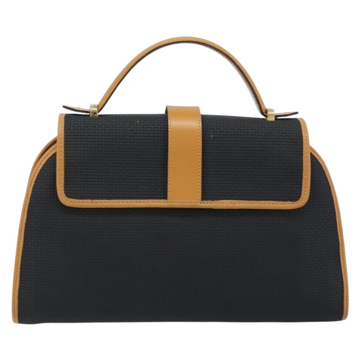 SAINT LAURENT Hand Bag Leather Black Gold Brown Auth 166879A