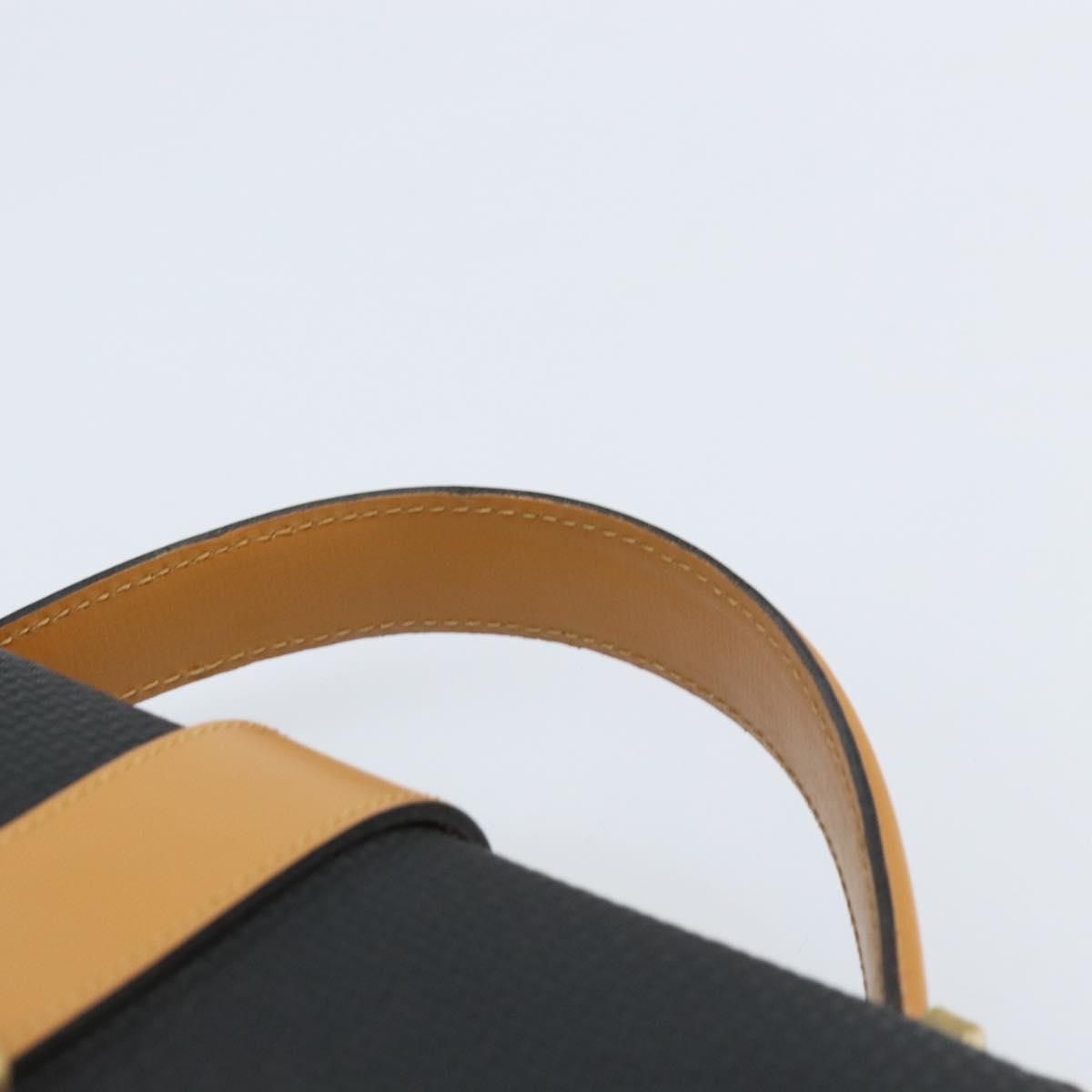 SAINT LAURENT Hand Bag Leather Black Gold Brown Auth 166879A