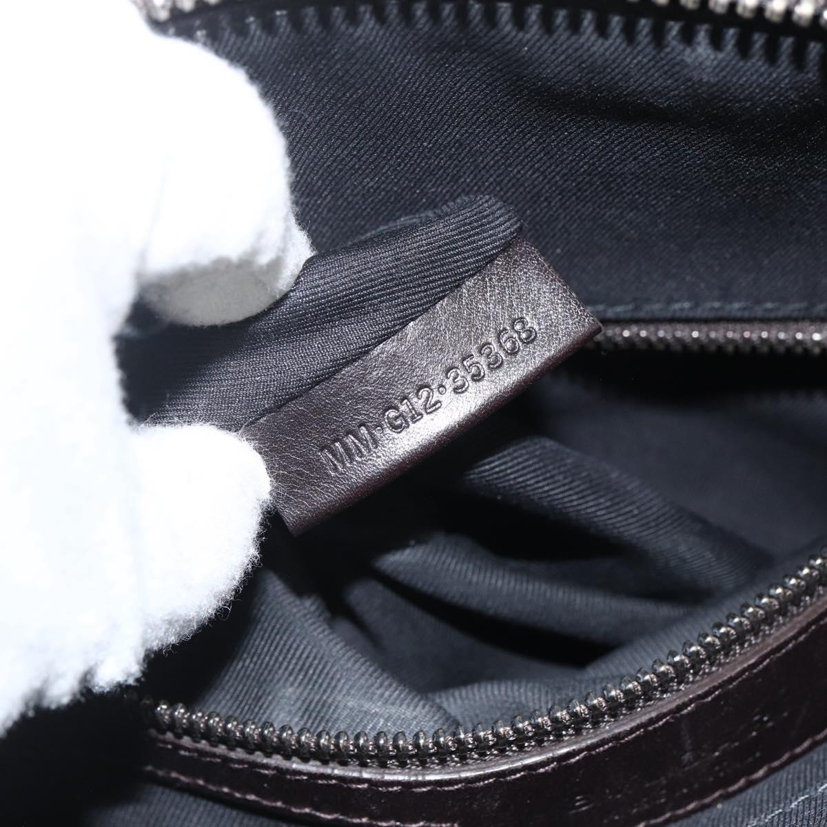 BVLGARI Shoulder Bag Leather Dark Brown Silver Auth 166883
