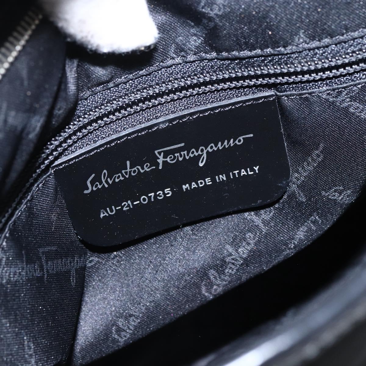 Salvatore Ferragamo Shoulder Bag Nylon Black Silver Auth 166884