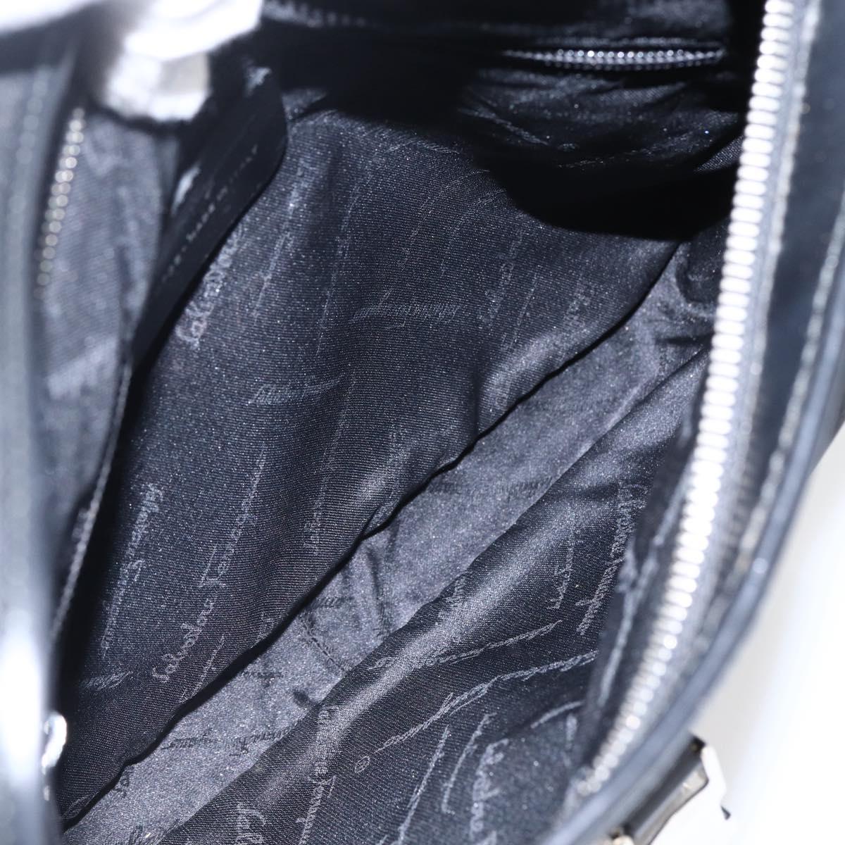 Salvatore Ferragamo Shoulder Bag Nylon Black Silver Auth 166884