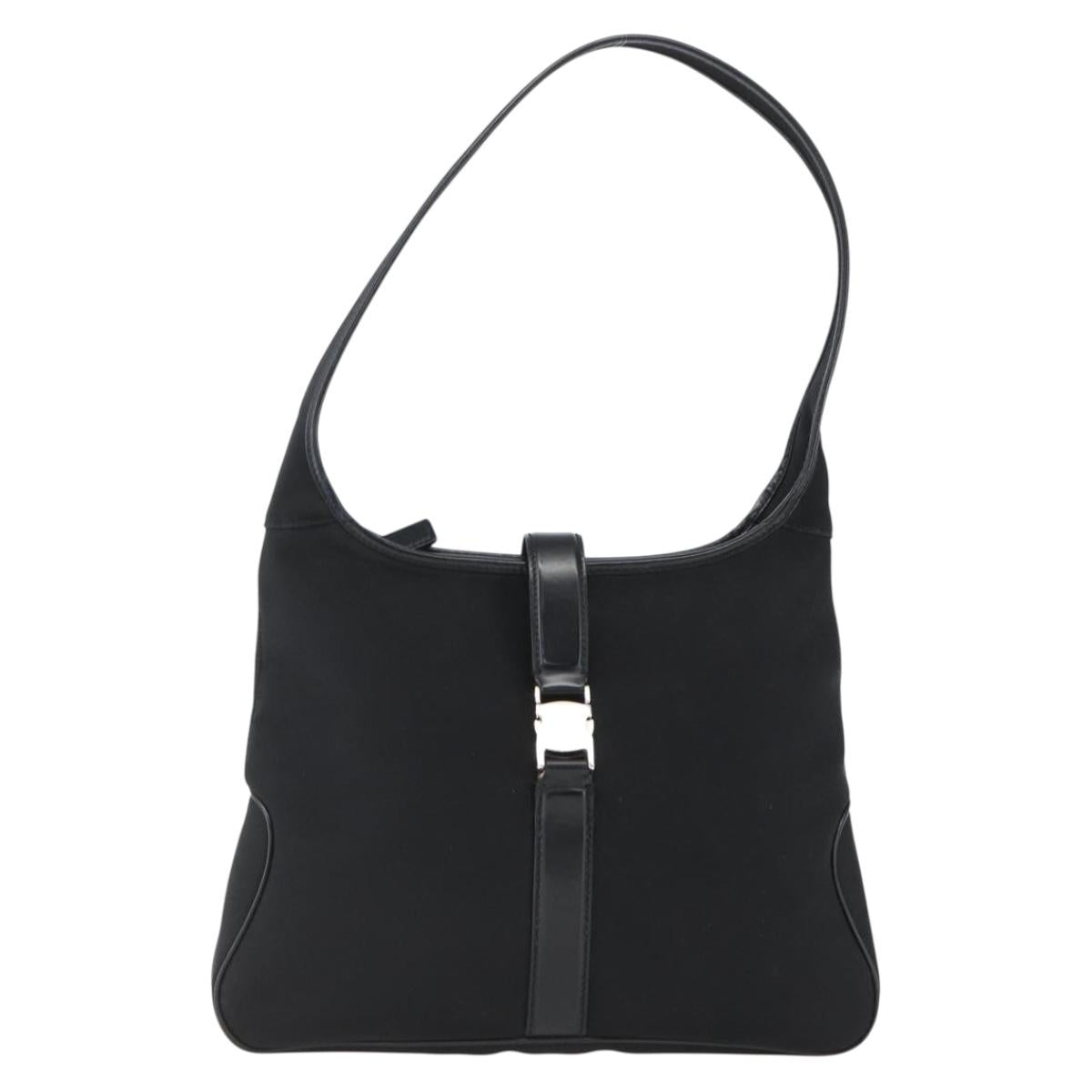 Salvatore Ferragamo Shoulder Bag Nylon Black Silver Auth 166884