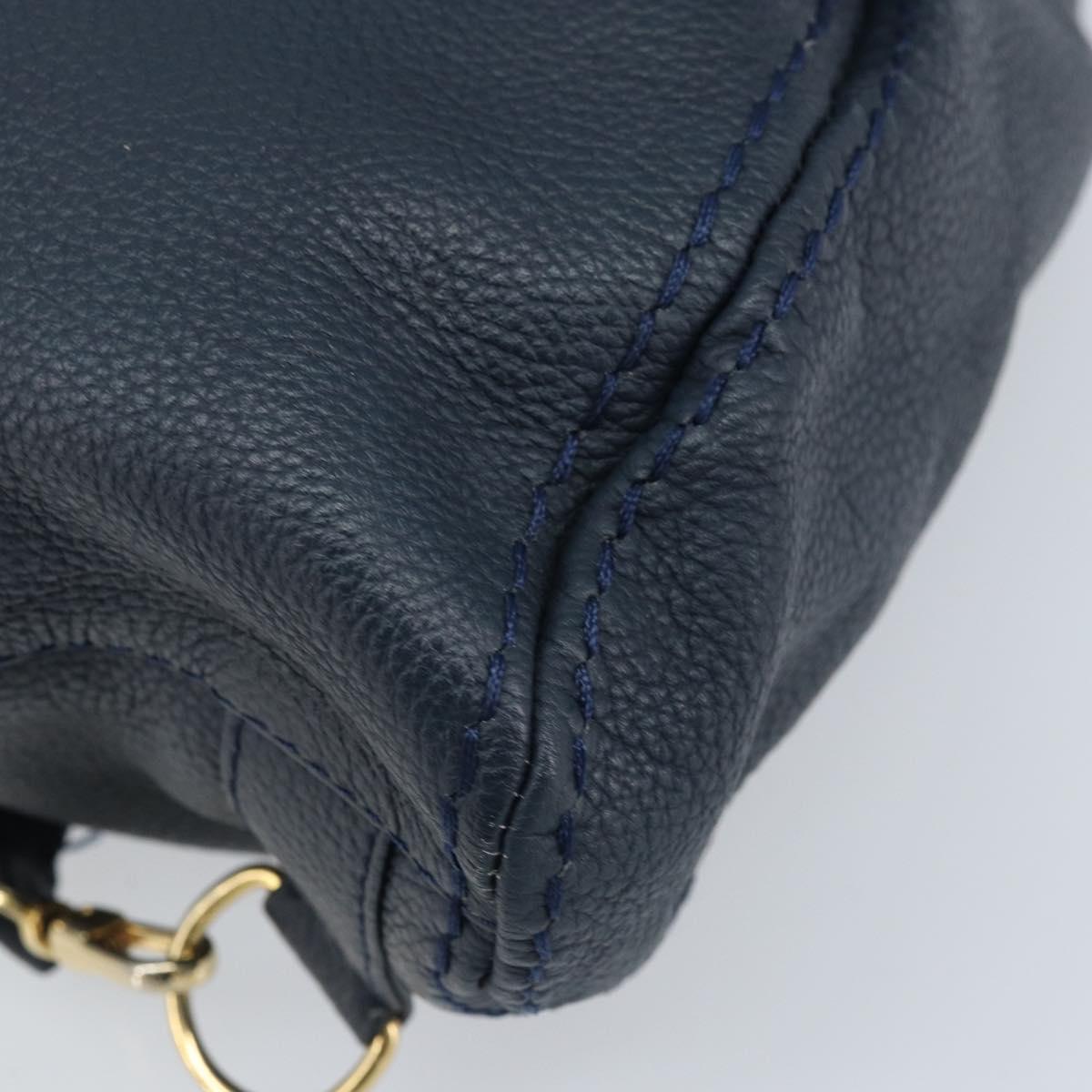 SAINT LAURENT Backpack Leather Navy Gold Auth 166885