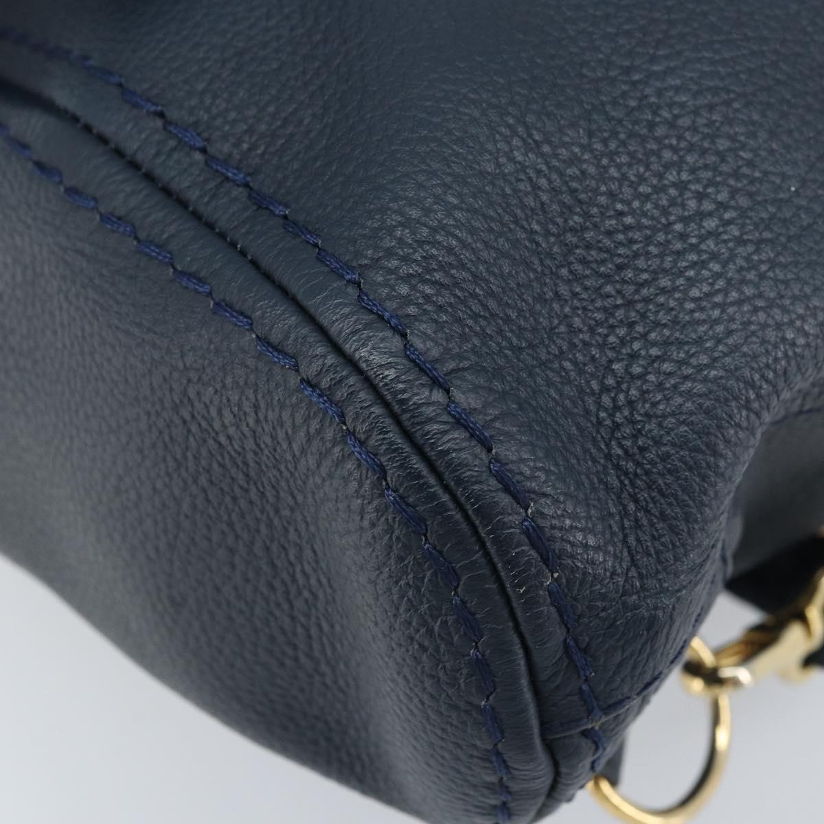 SAINT LAURENT Backpack Leather Navy Gold Auth 166885