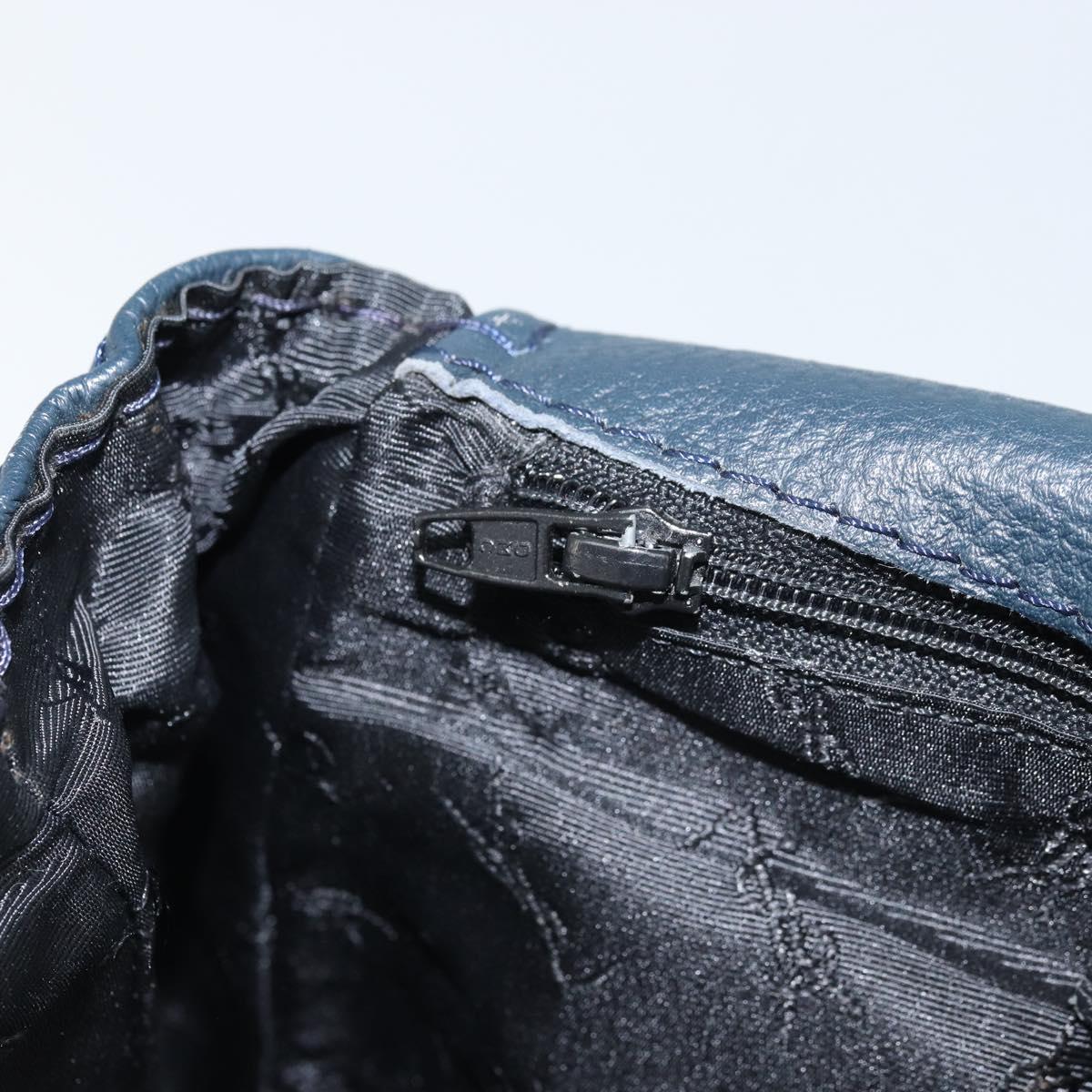 SAINT LAURENT Backpack Leather Navy Gold Auth 166885