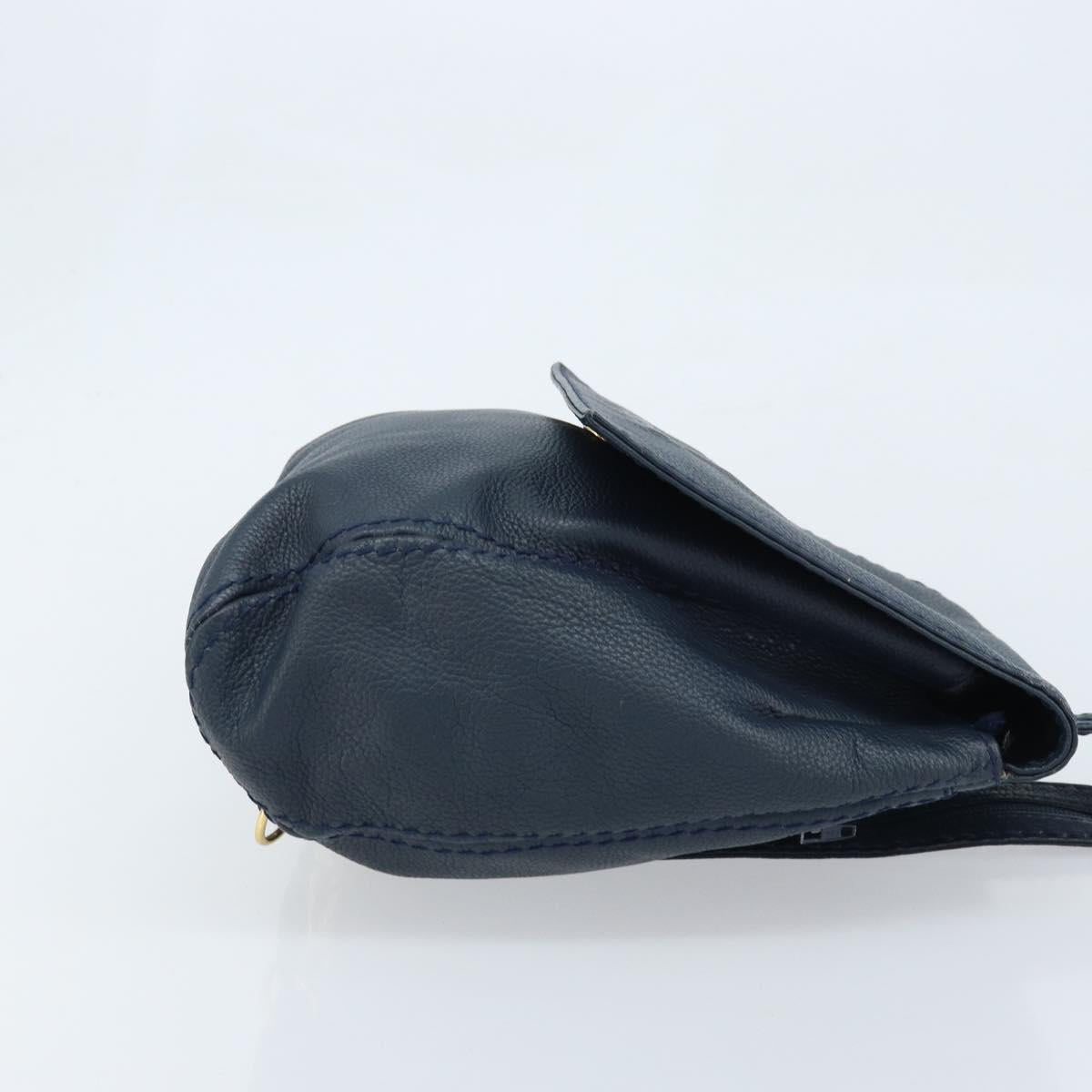 SAINT LAURENT Backpack Leather Navy Gold Auth 166885