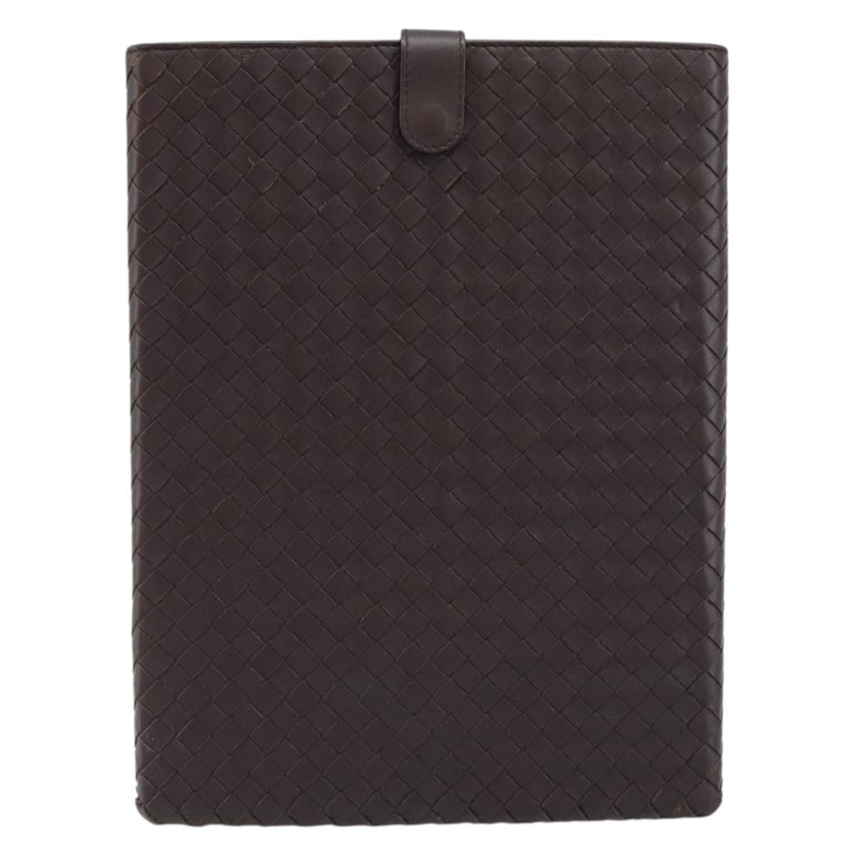 BOTTEGA VENETA INTRECCIATO iPad Case Leather Dark Brown Auth 166887