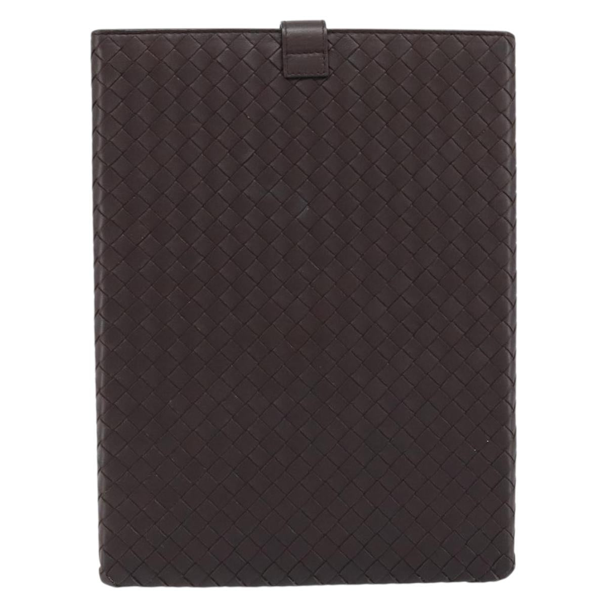 BOTTEGA VENETA INTRECCIATO iPad Case Leather Dark Brown Auth 166887