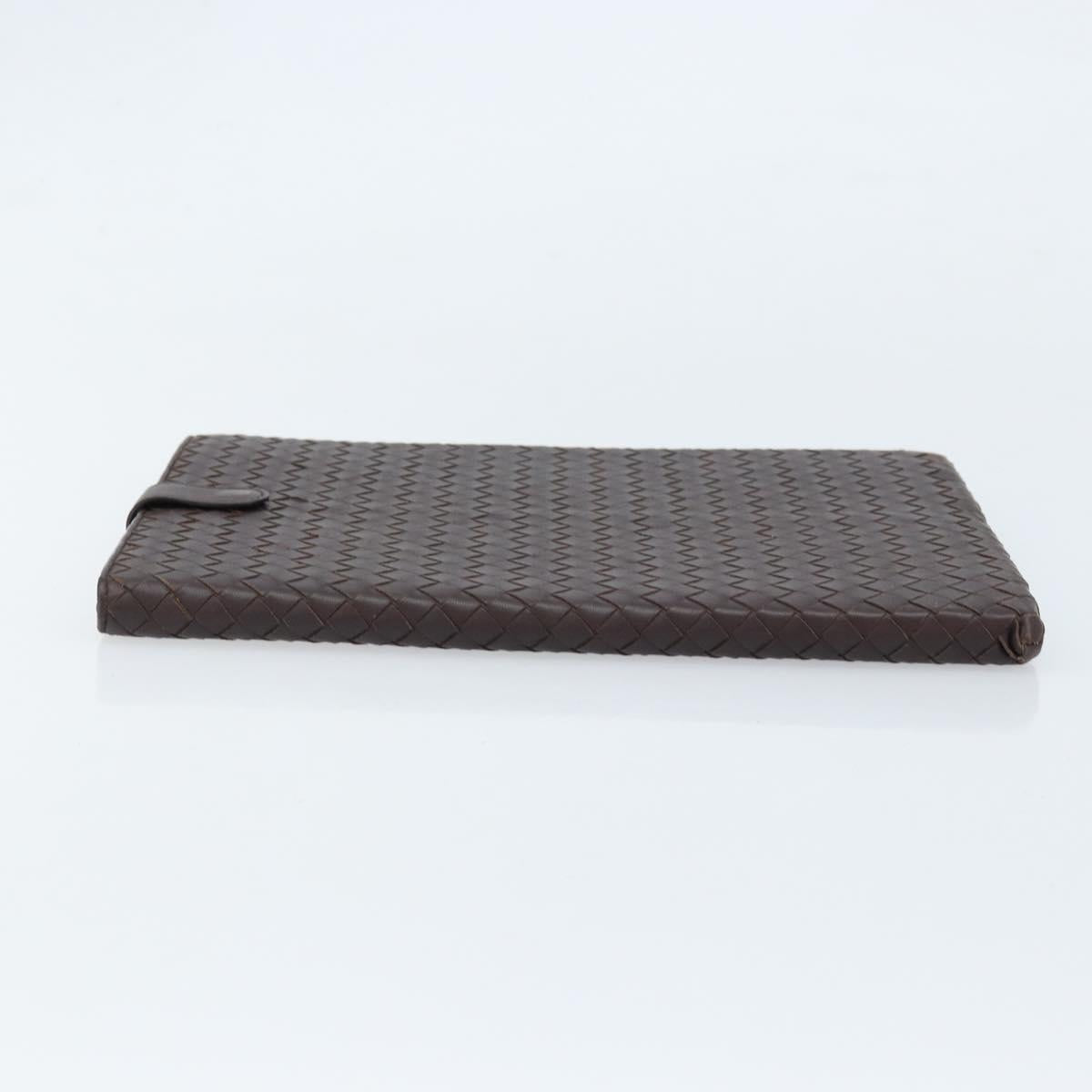 BOTTEGA VENETA INTRECCIATO iPad Case Leather Dark Brown Auth 166887