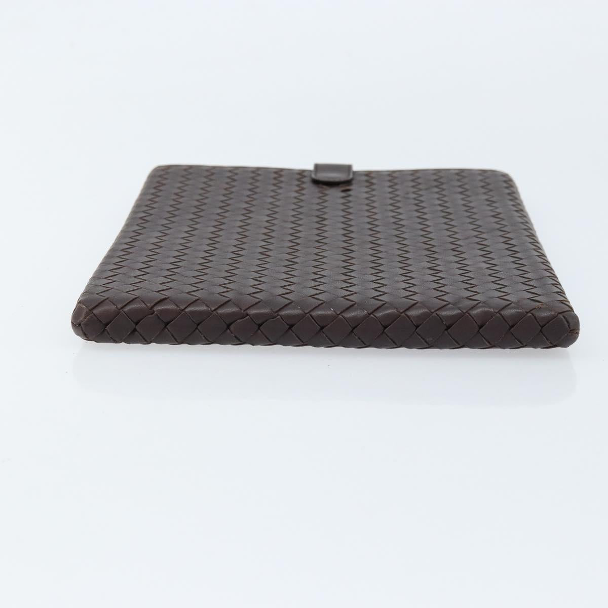 BOTTEGA VENETA INTRECCIATO iPad Case Leather Dark Brown Auth 166887