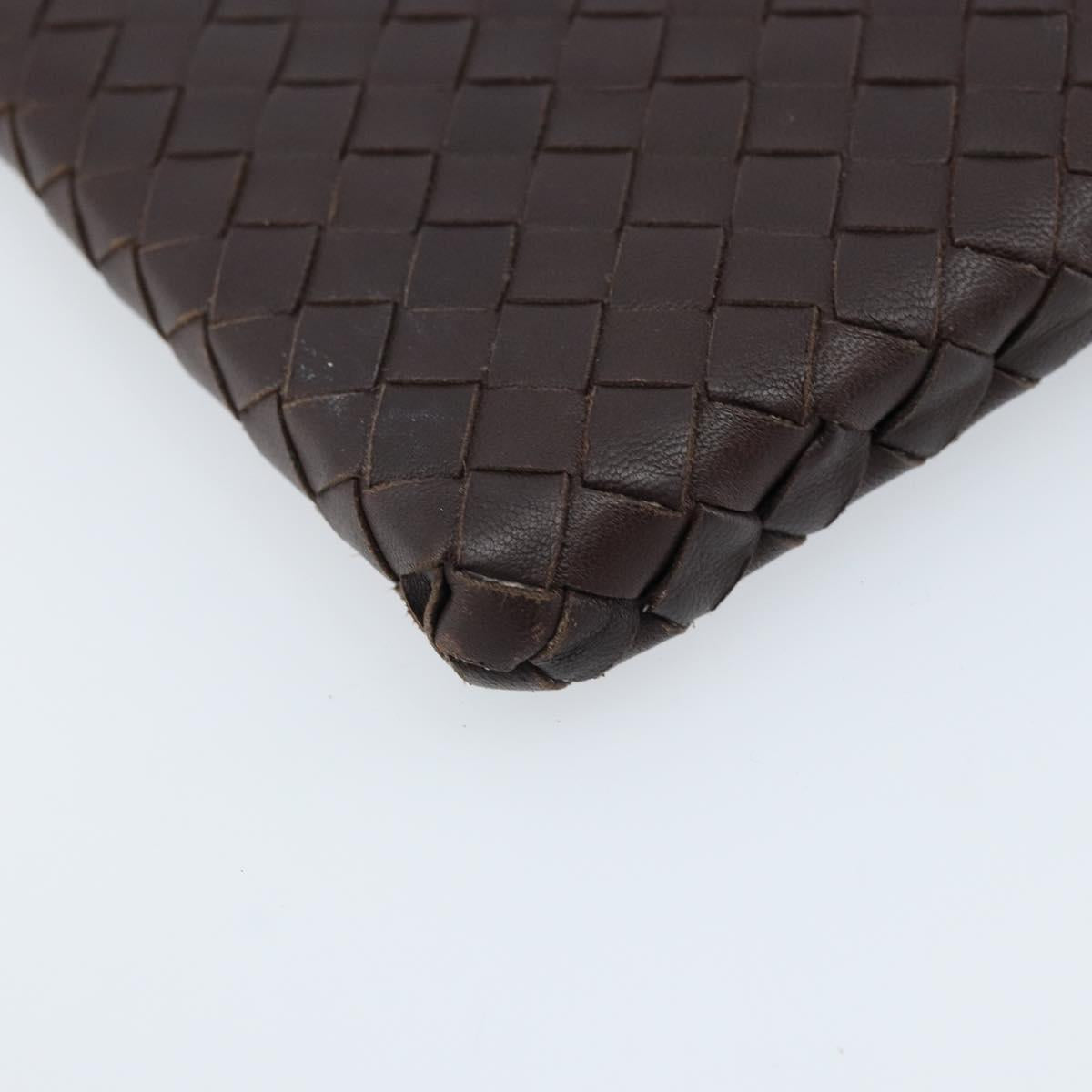 BOTTEGA VENETA INTRECCIATO iPad Case Leather Dark Brown Auth 166887