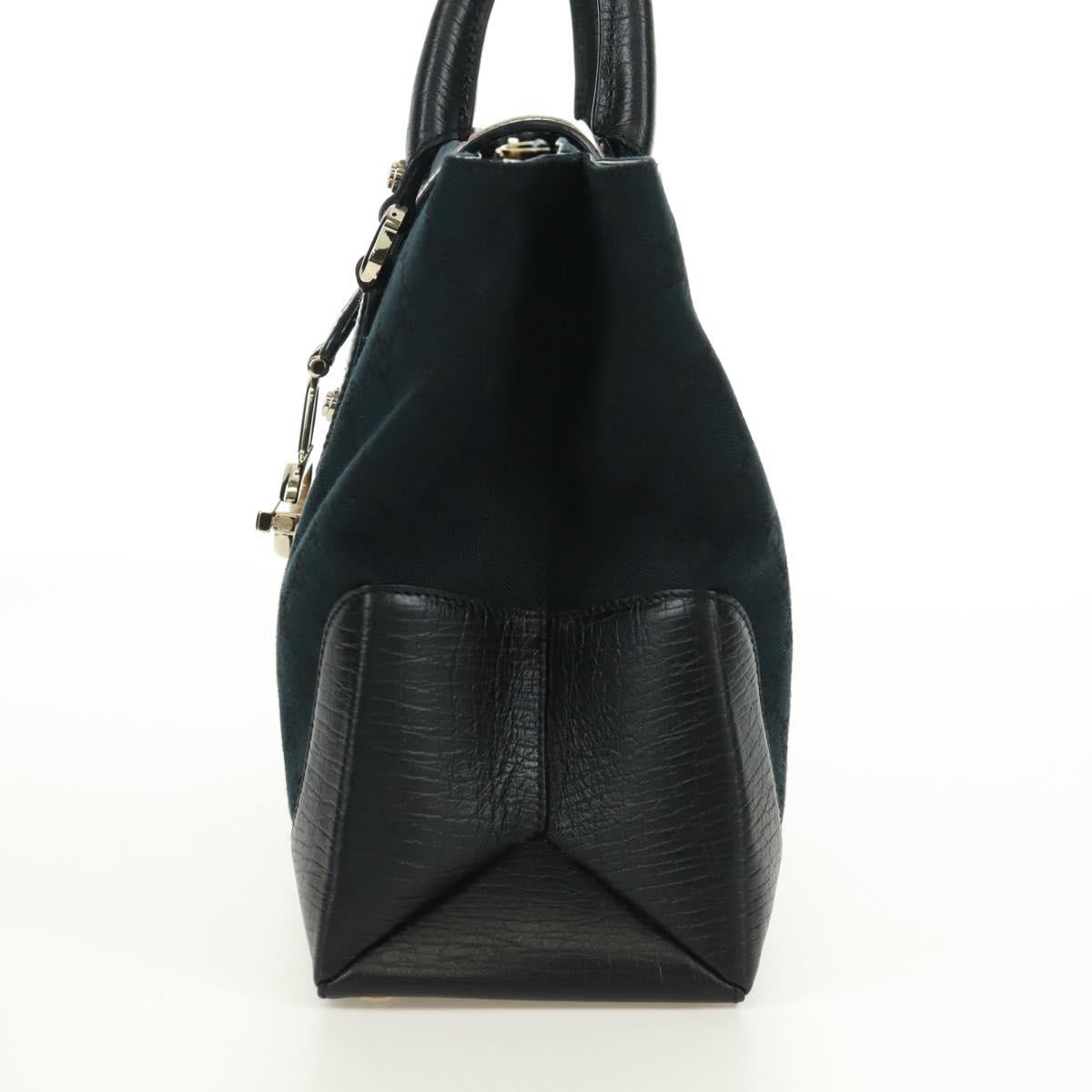GUCCI GG Canvas Web Sherry Line Hand Bag Black Gold Red 131325 Auth 166893SAM