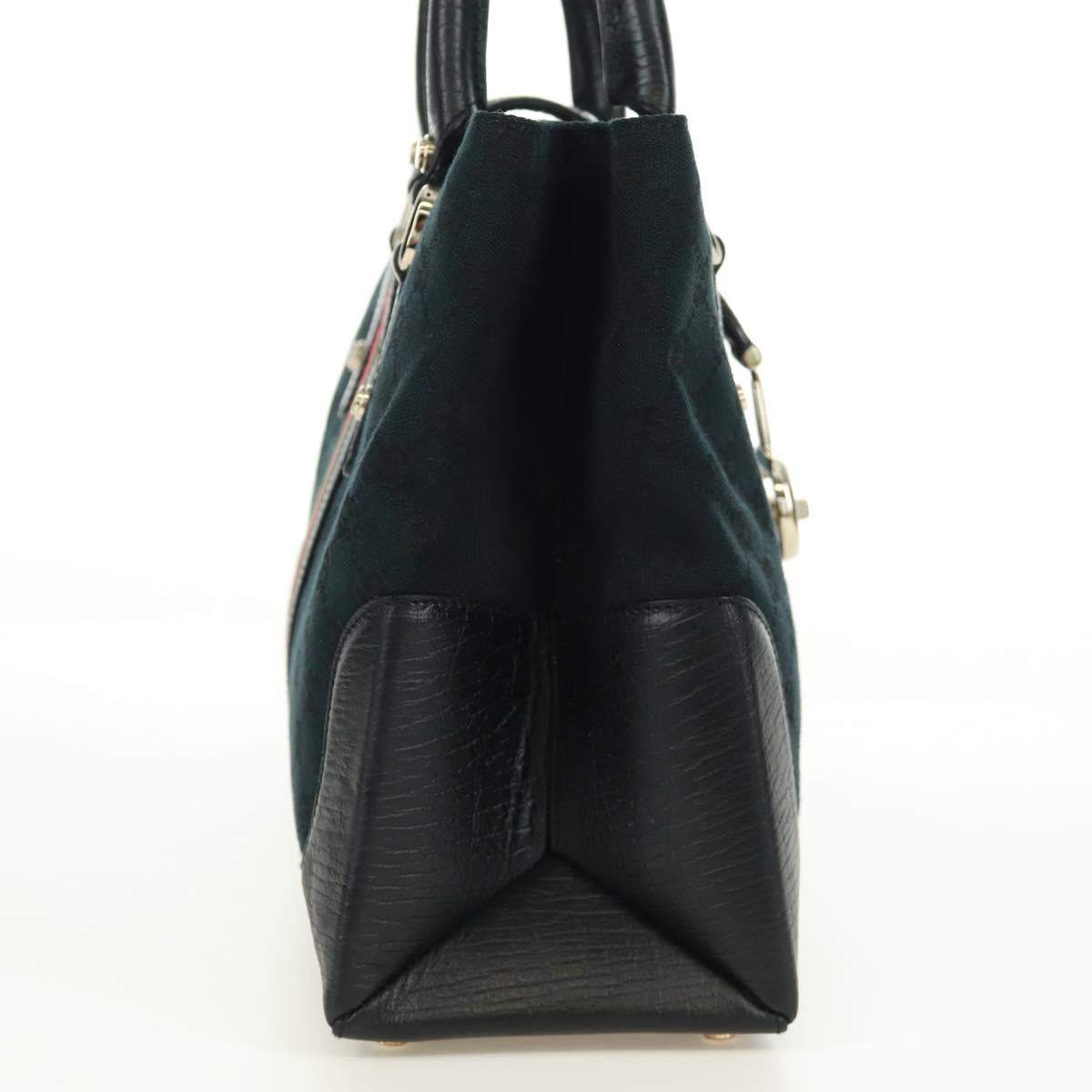GUCCI GG Canvas Web Sherry Line Hand Bag Black Gold Red 131325 Auth 166893SAM