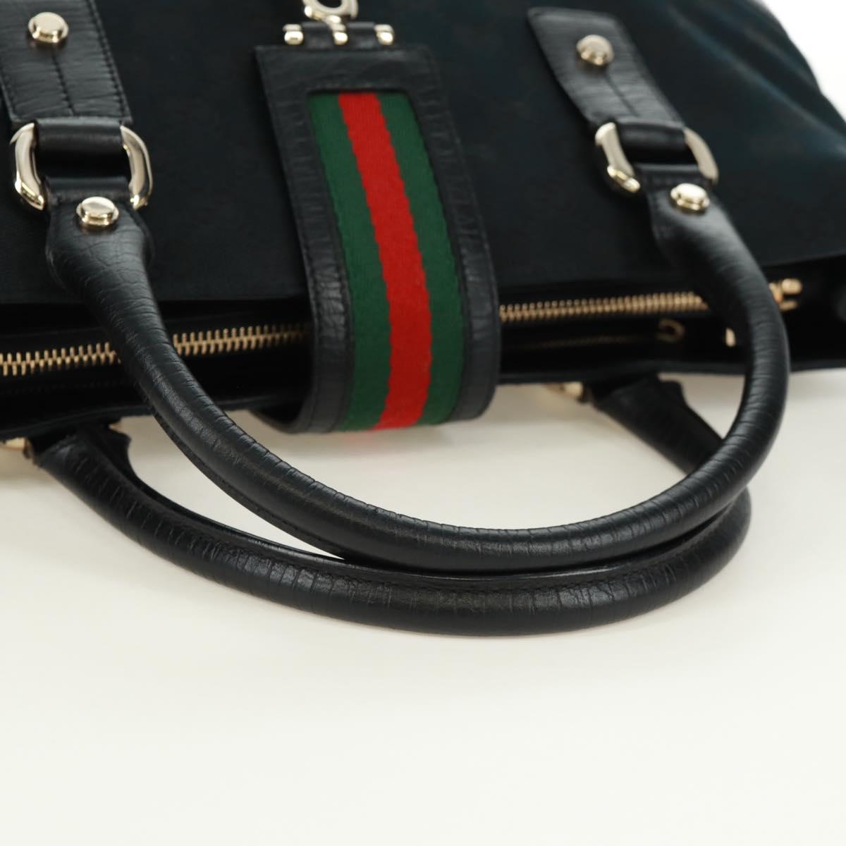 GUCCI GG Canvas Web Sherry Line Hand Bag Black Gold Red 131325 Auth 166893SAM