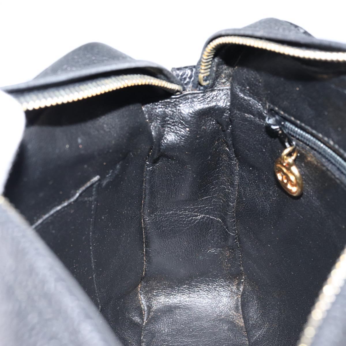 CHANEL Chain Shoulder Bag Caviar Skin Black Gold CC Auth 166896SAV