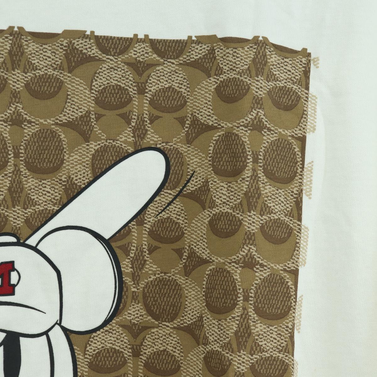 Coach COACH ﾃ Disney Mickey Short Sleeved T Shirt Cotton White Auth 166915M