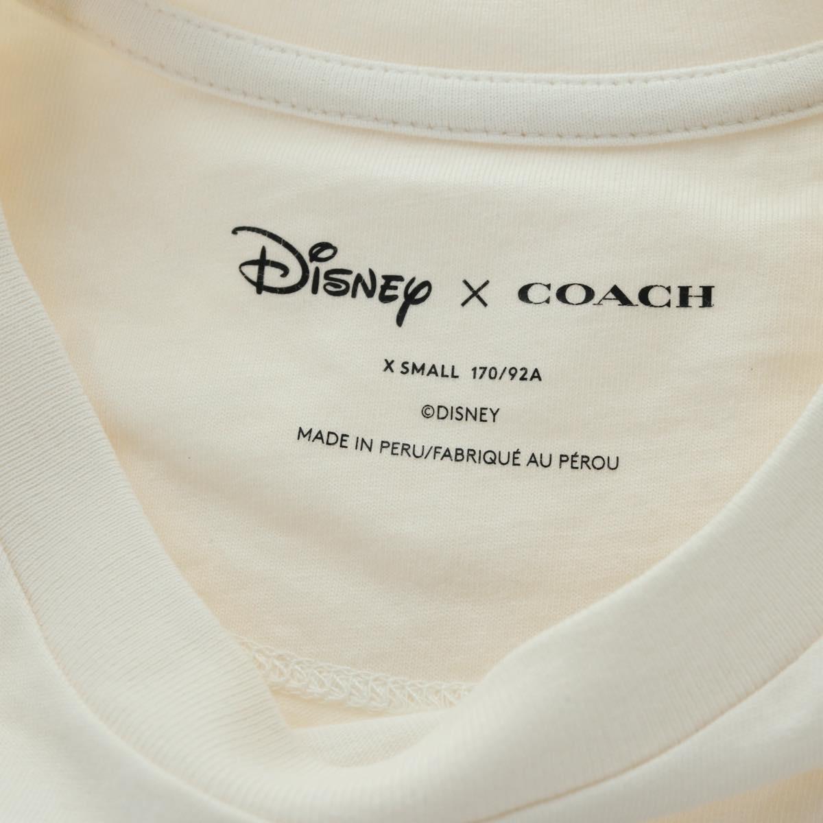 Coach COACH ﾃ Disney Mickey Short Sleeved T Shirt Cotton White Auth 166915M