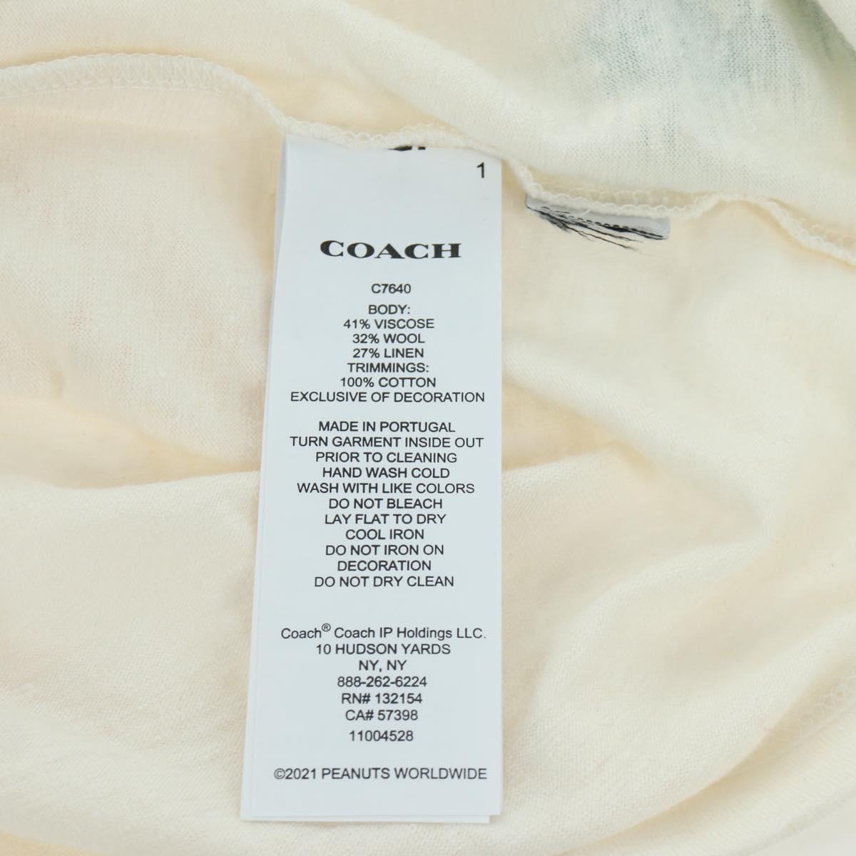 Coach COACH ﾃ SNOOPY Snoopy Short Sleeved T Shirt Cotton White Auth 166916M