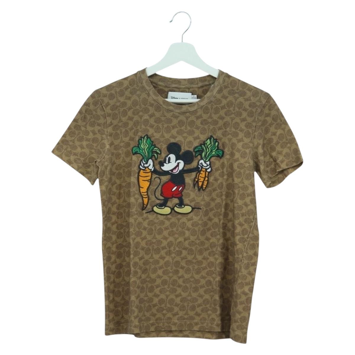 Coach COACH ~ Disney Signature Short Sleeved T Shirt Cotton Brown Auth 166925M