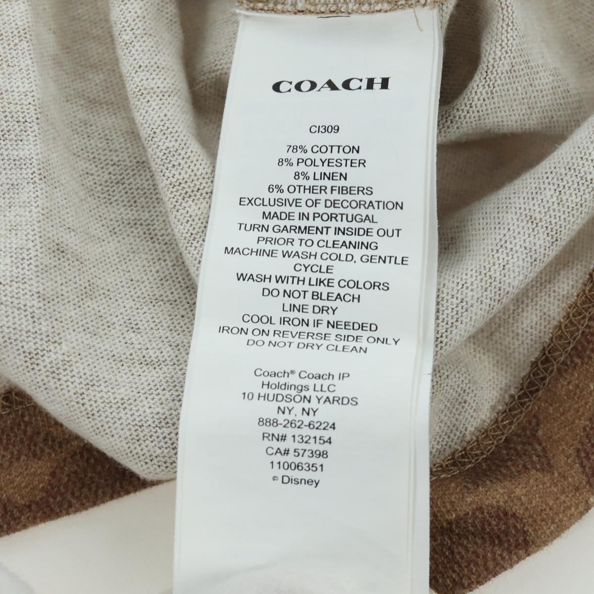 Coach COACH ﾃ Disney Signature Short Sleeved T Shirt Cotton Brown Auth 166925M