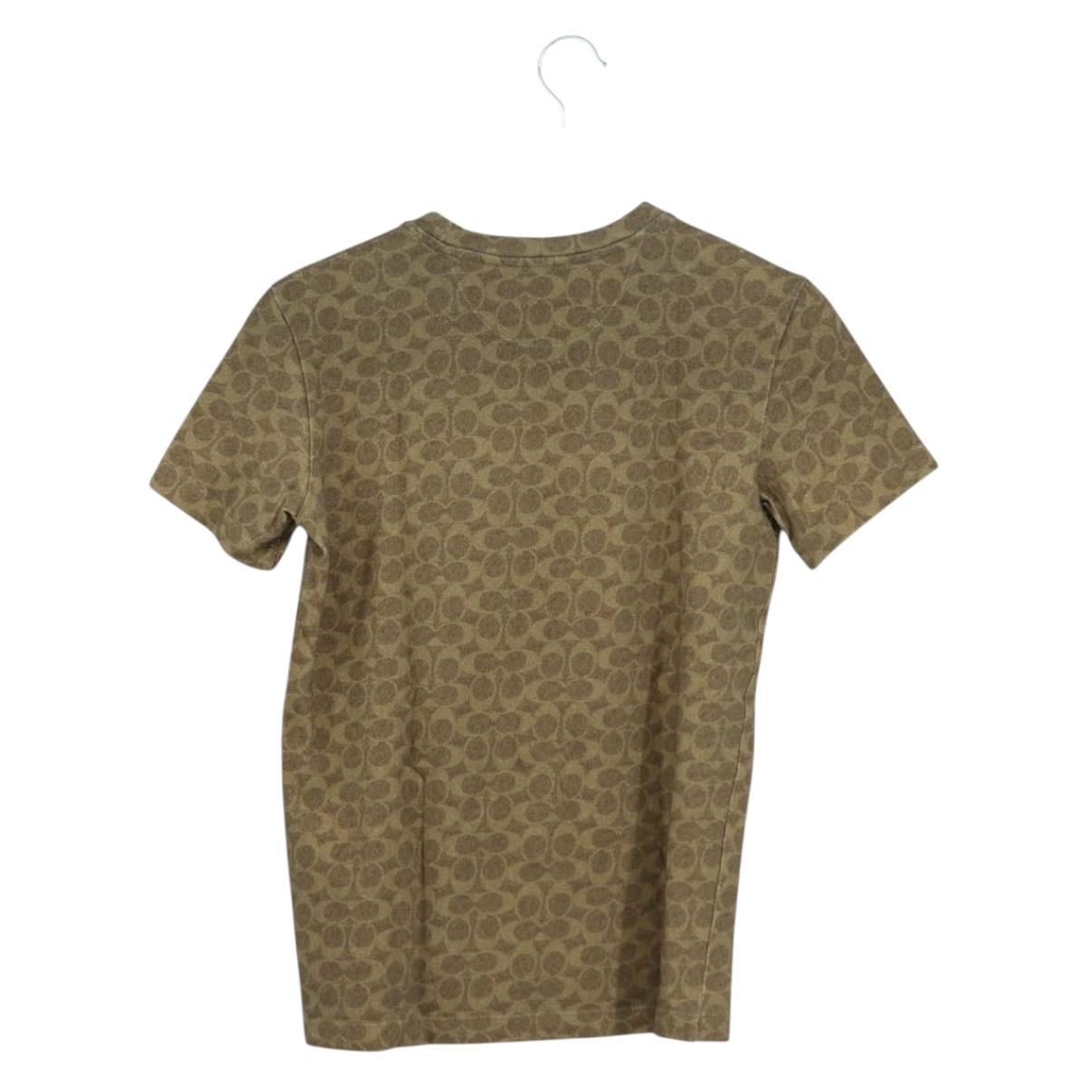 Coach COACH ﾃ Disney Signature Short Sleeved T Shirt Cotton Brown Auth 166925M