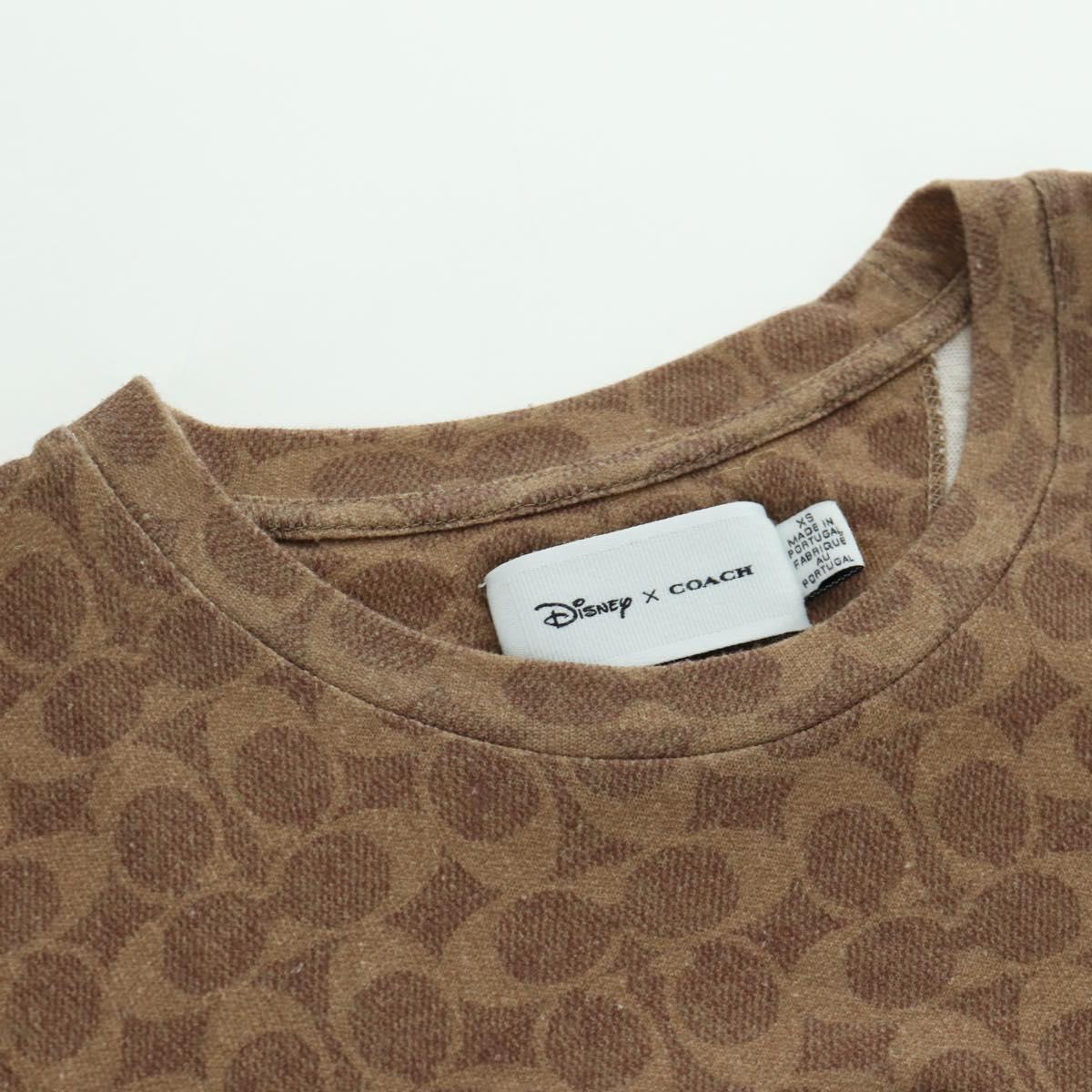 Coach COACH ﾃ Disney Signature Short Sleeved T Shirt Cotton Brown Auth 166925M
