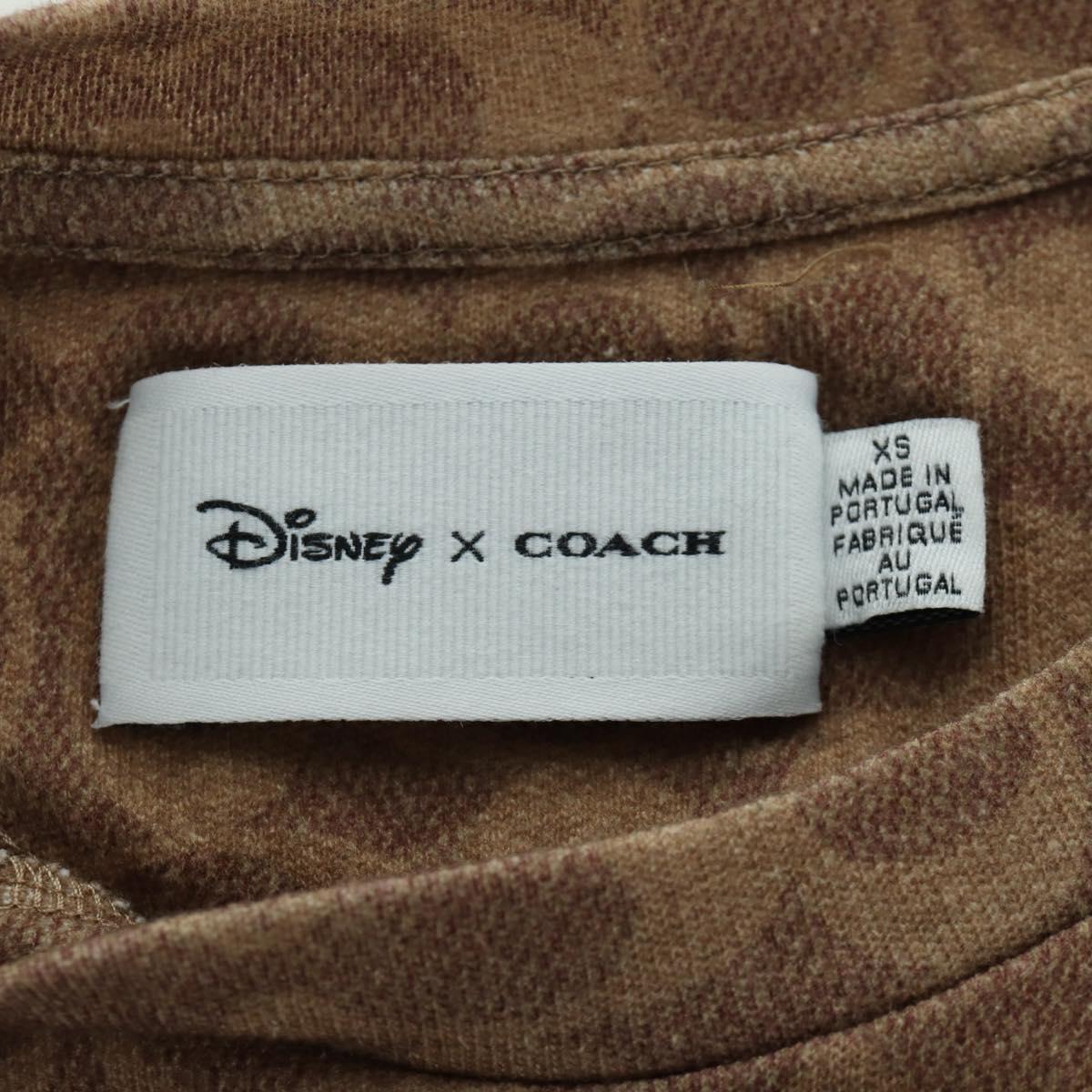 Coach COACH ﾃ Disney Signature Short Sleeved T Shirt Cotton Brown Auth 166925M