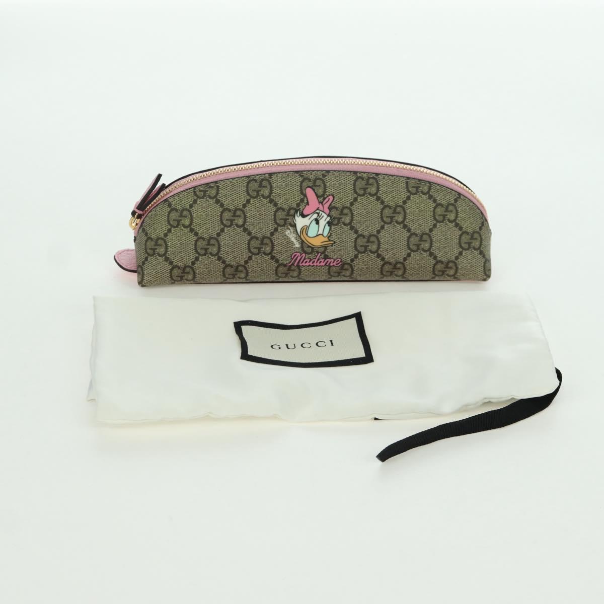 GUCCI GUCCIxDisney GG Supreme Pen Case PVC Beige Gold 662129 Auth 166937SM