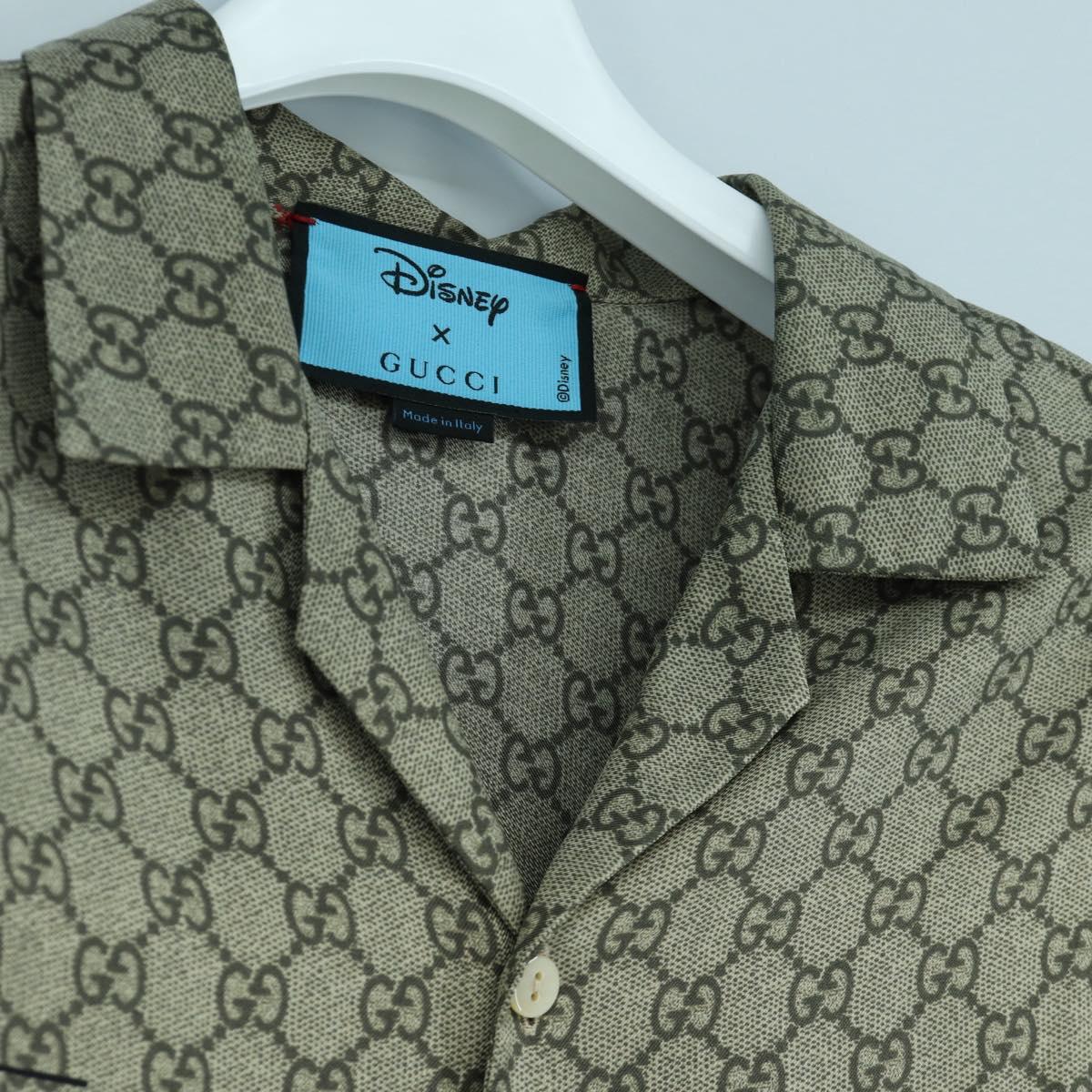 GUCCI GUCCI x Disney GG Donald Shirt Silk Beige Auth 166940SM