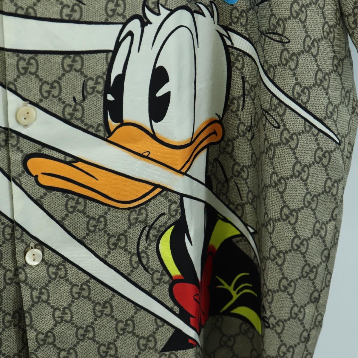 GUCCI GUCCI x Disney GG Donald Shirt Silk Beige Auth 166940SM