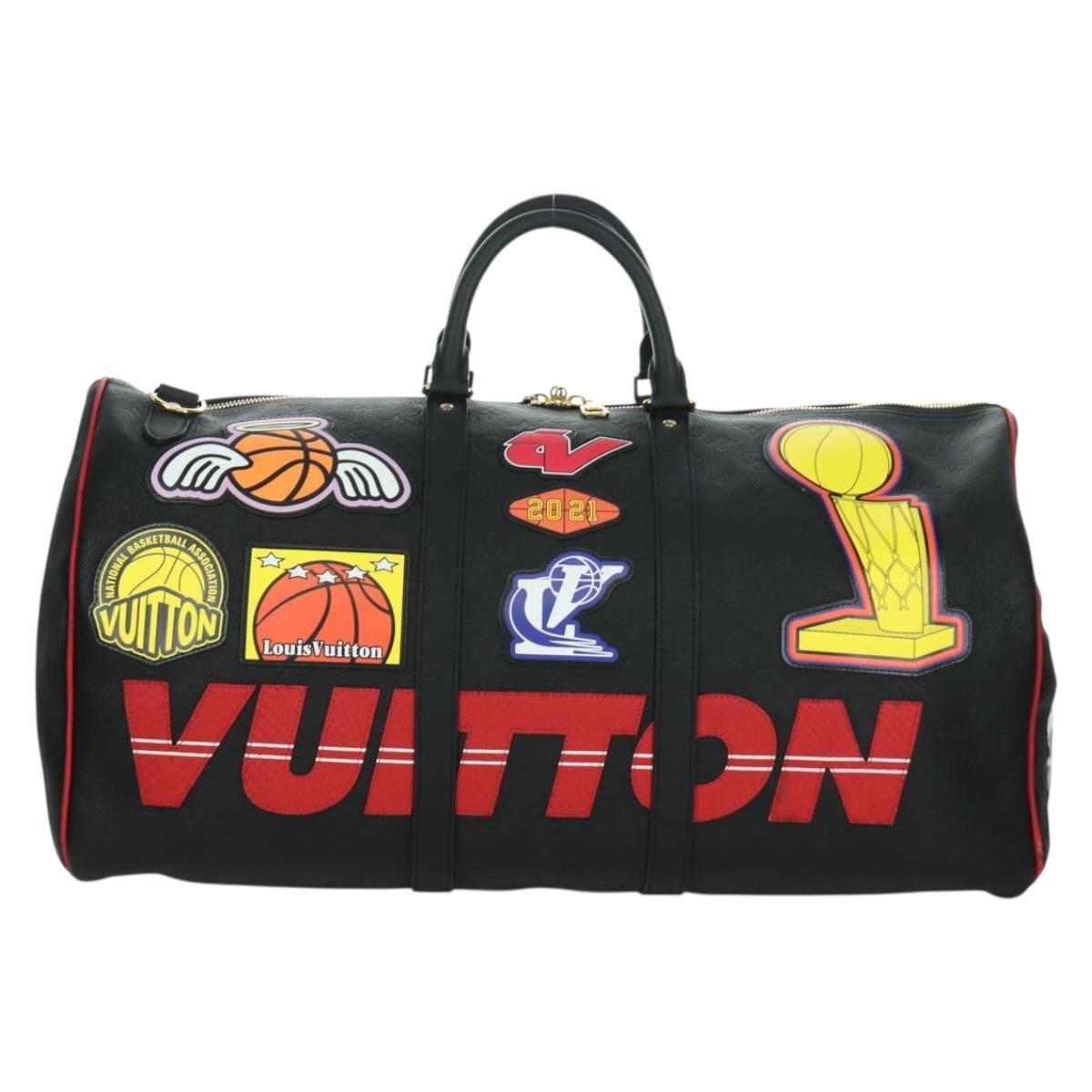LOUIS VUITTON LV X NBA Keepall Bandouliere 55 Bag Black M58516 LV Auth 166944SM