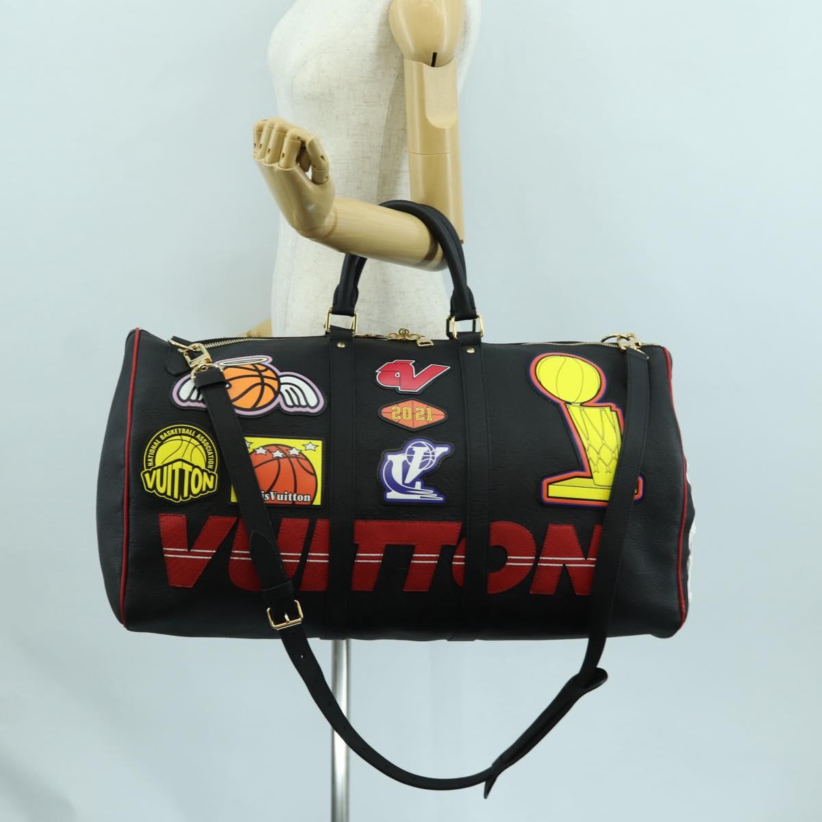 LOUIS VUITTON LV X NBA Keepall Bandouliere 55 Bag Black M58516 LV Auth 166944SM