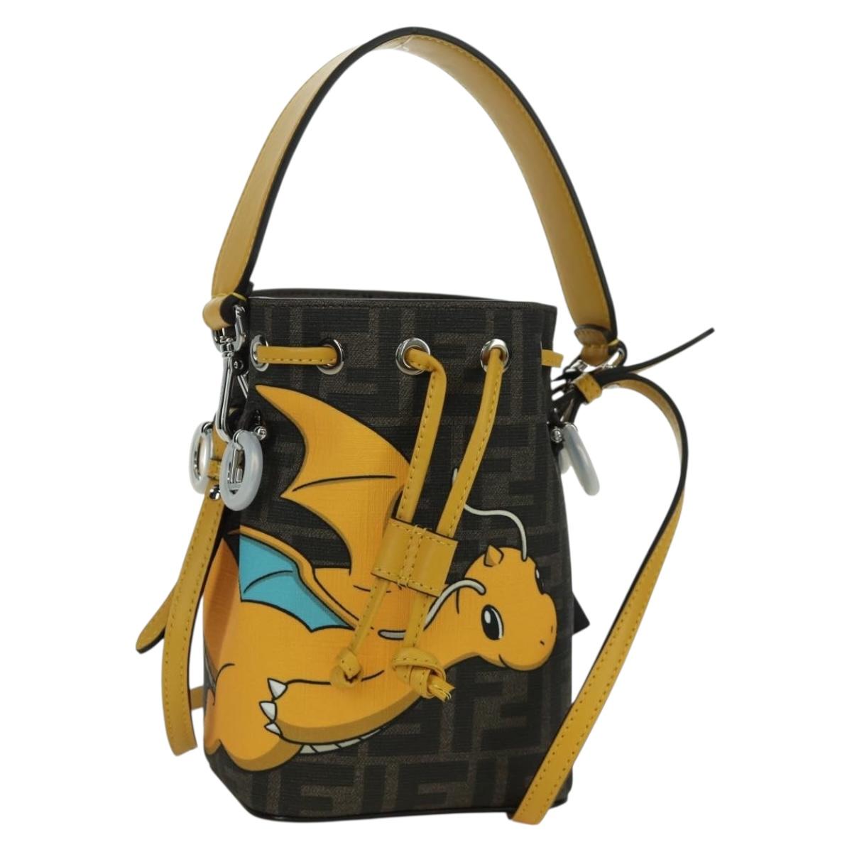 FENDI x FRGMT x POKﾃ窺ON Zucca Canvas Dragonfly Bag 2way Brown Auth 166947SM