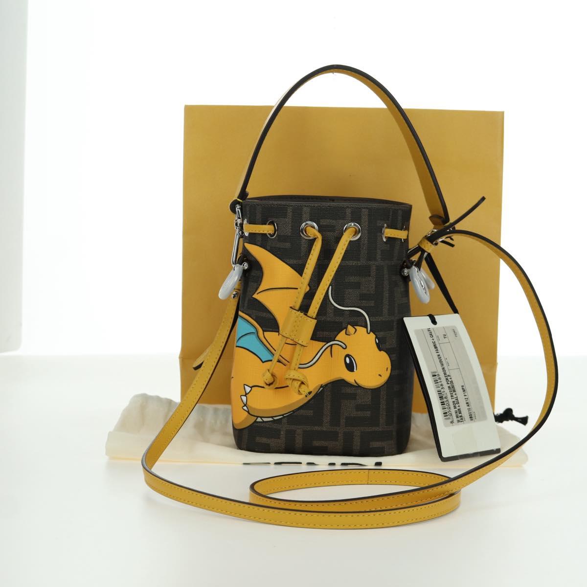 FENDI x FRGMT x POKﾃ窺ON Zucca Canvas Dragonfly Bag 2way Brown Auth 166947SM