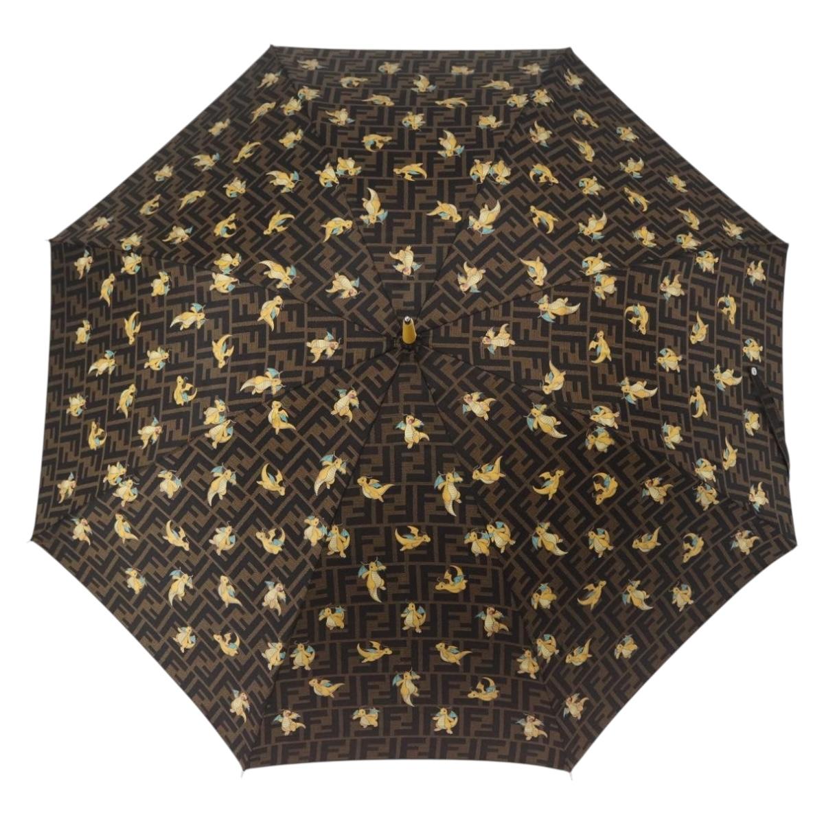 FENDI x FRGMT x POKﾃ窺ON Zucca Canvas Dragonfly Umbrella Black Auth 166950SM