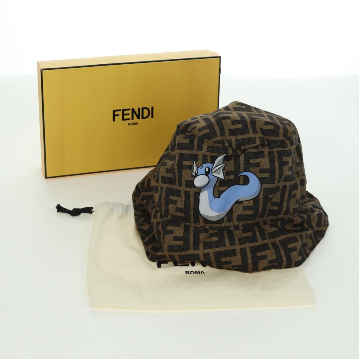 FENDI Zucca Canvas Bucket FENDIxFRGMTxPOKEMON Hat Black Brown Auth 166953SM