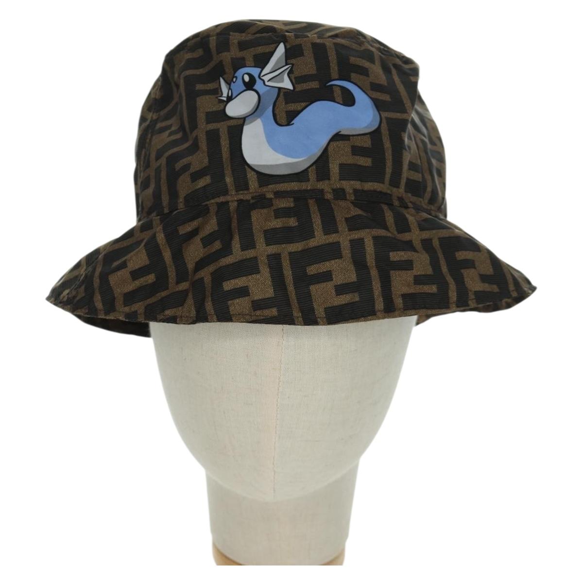 FENDI Zucca Canvas Bucket FENDIxFRGMTxPOKEMON Hat Black Brown Auth 166953SM