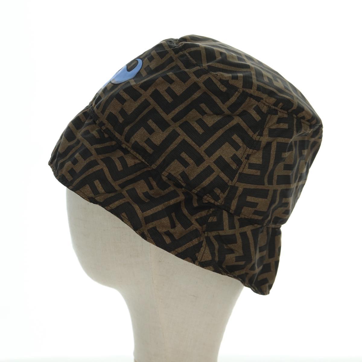 FENDI Zucca Canvas Bucket FENDIxFRGMTxPOKEMON Hat Black Brown Auth 166953SM