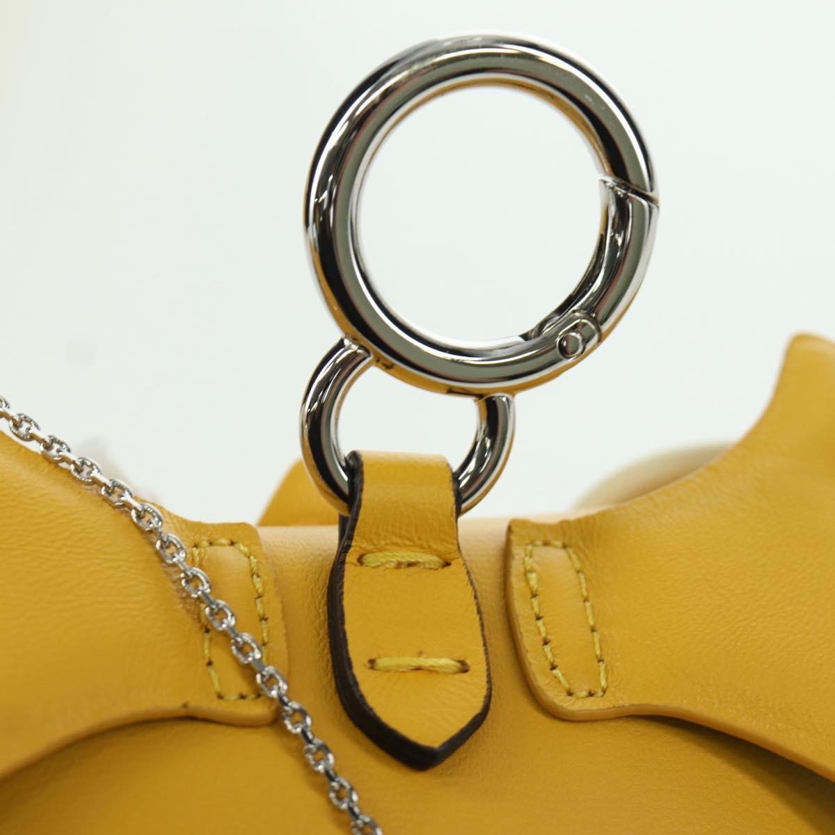 FENDI x FRGMT x POKﾃ窺ON Nano Bucket Dragon Bag Leather Yellow Auth 166960SM