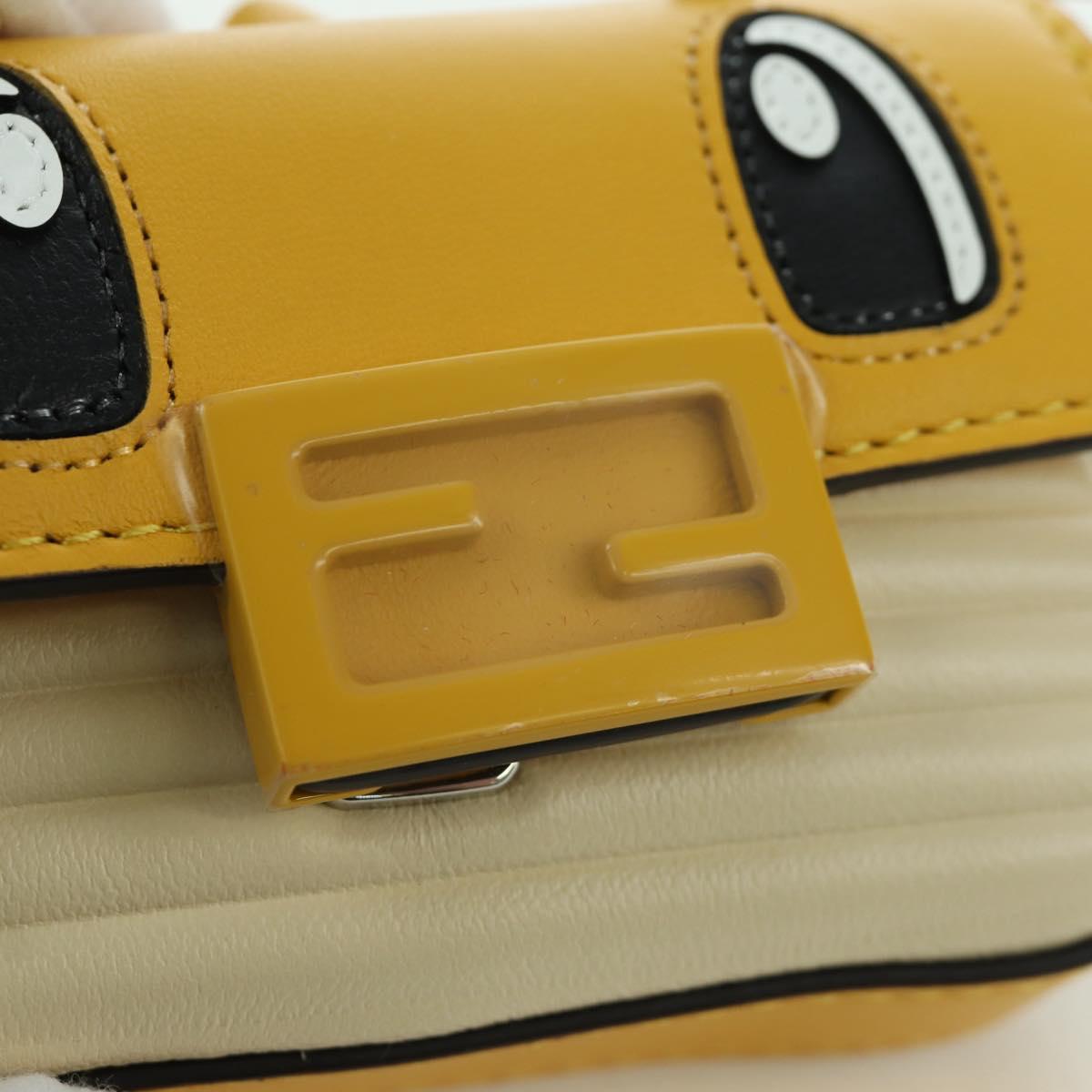 FENDI x FRGMT x POKﾃ窺ON Nano Bucket Dragon Bag Leather Yellow Auth 166960SM