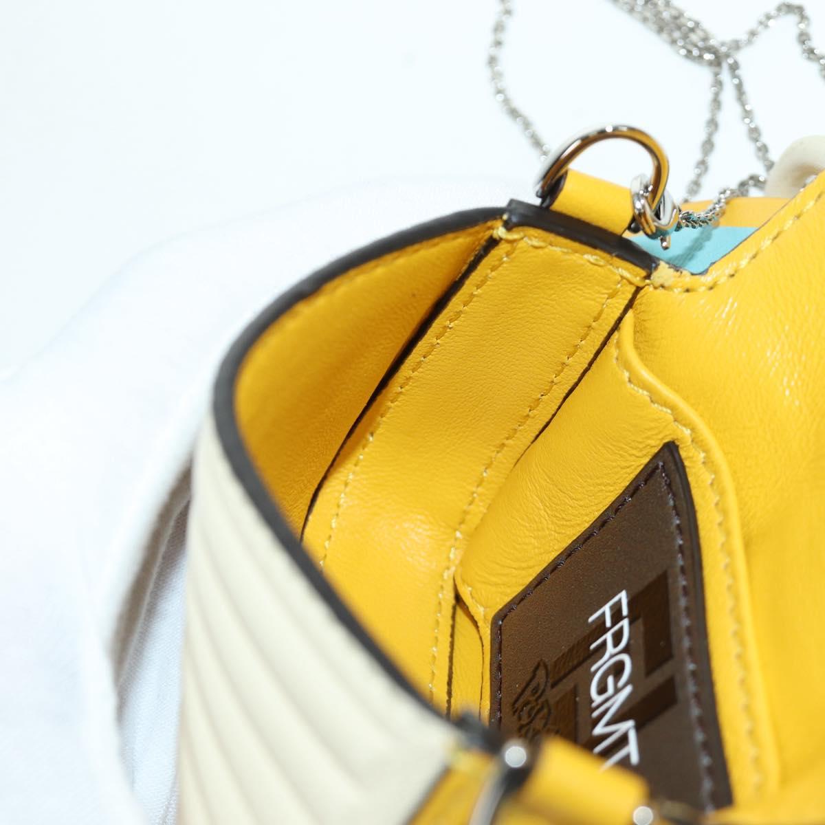 FENDI x FRGMT x POKﾃ窺ON Nano Bucket Dragon Bag Leather Yellow Auth 166960SM