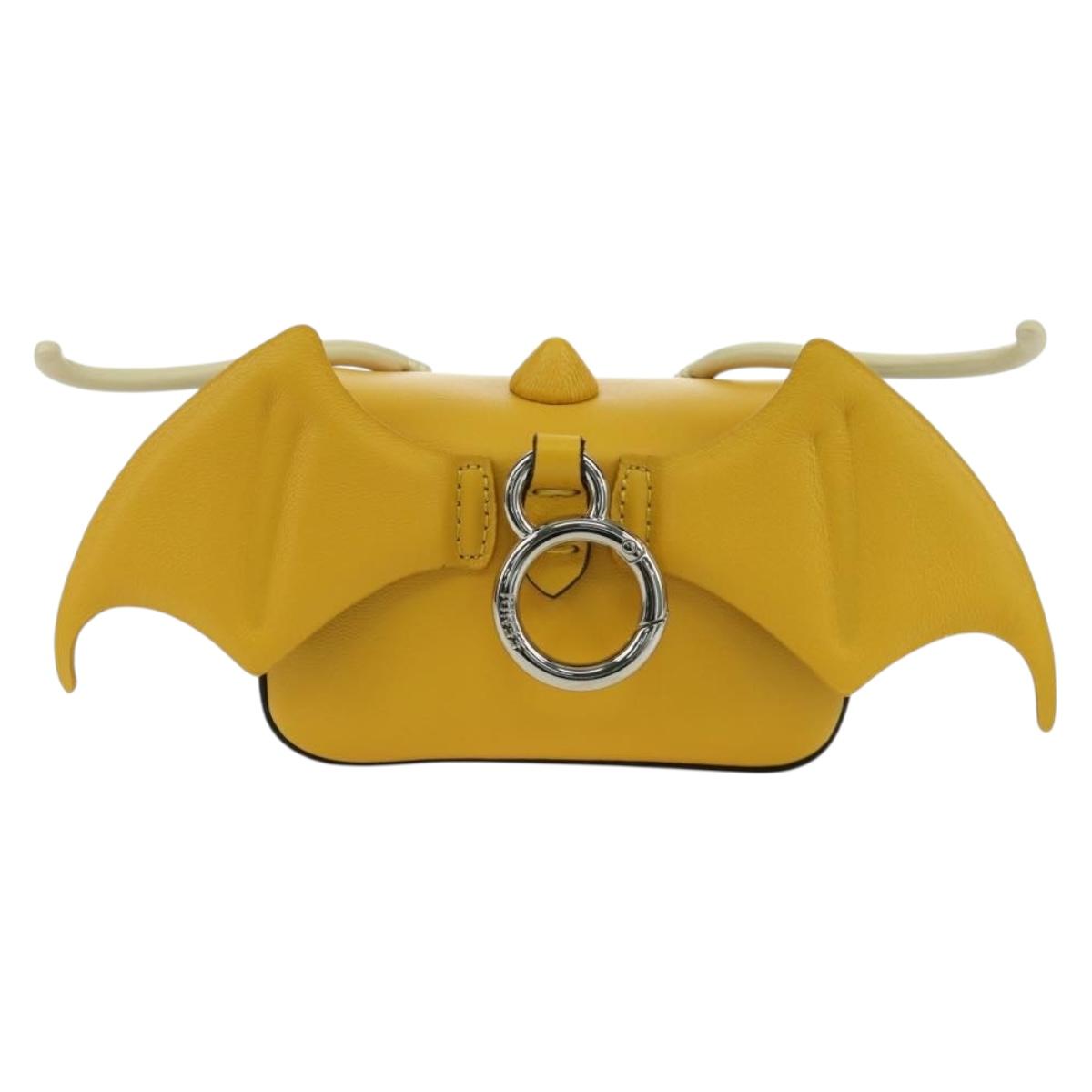 FENDI x FRGMT x POKﾃ窺ON Nano Bucket Dragon Bag Leather Yellow Auth 166960SM